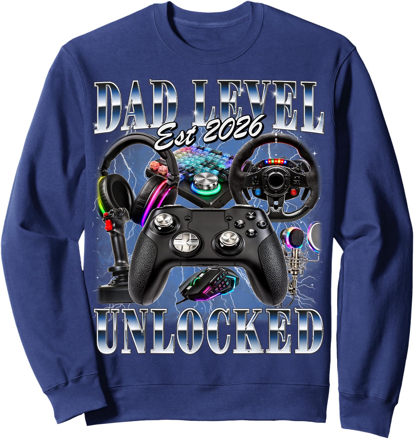 Dad Level Unlocked Est 2026 Gamer First Time Daddy to Be Sweatshirt - Sweatshirt | Navy