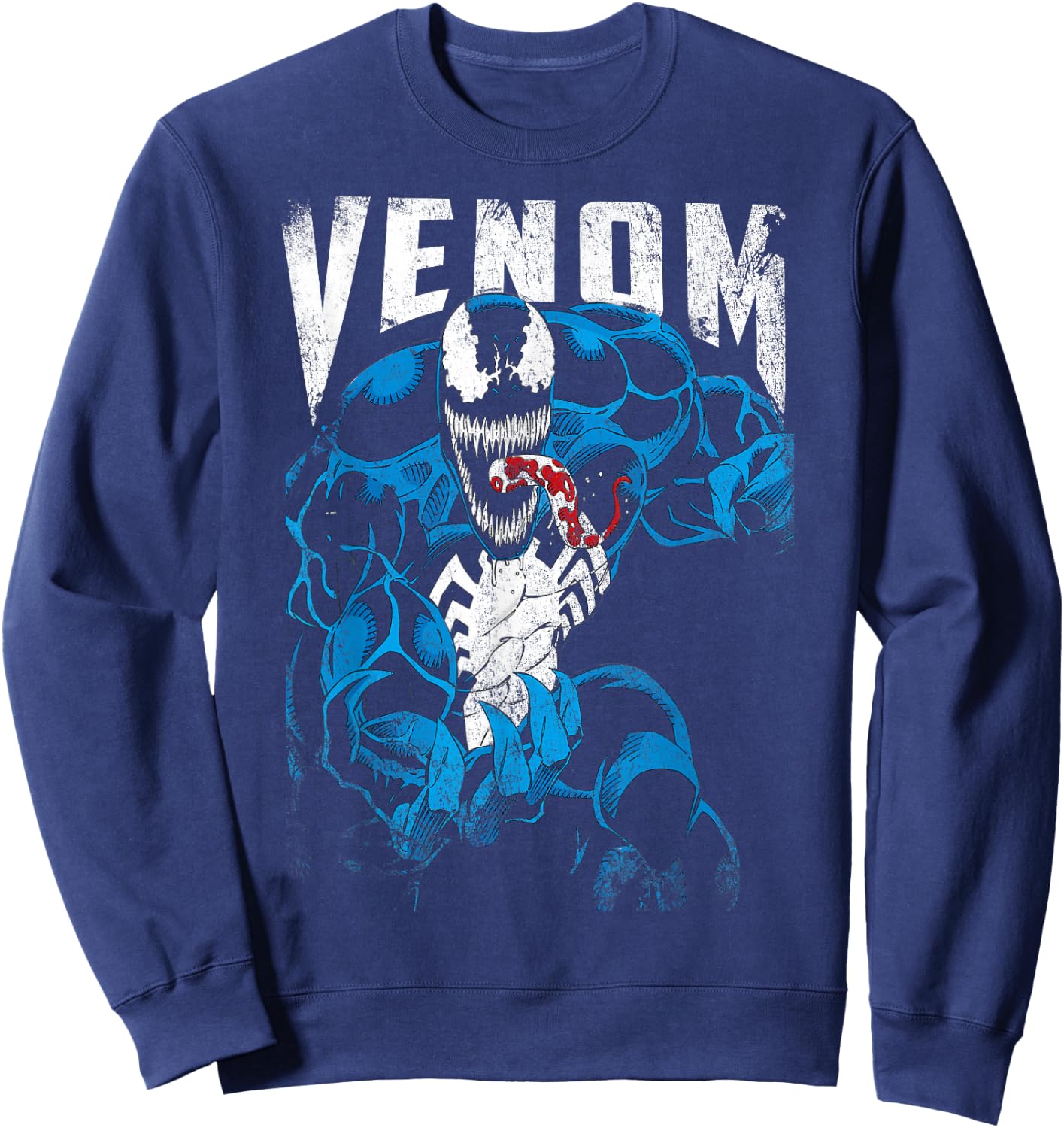 Marvel Venom Bloody Tongue Out Distressed Small Sweatshirt - Sweatshirt | Navy