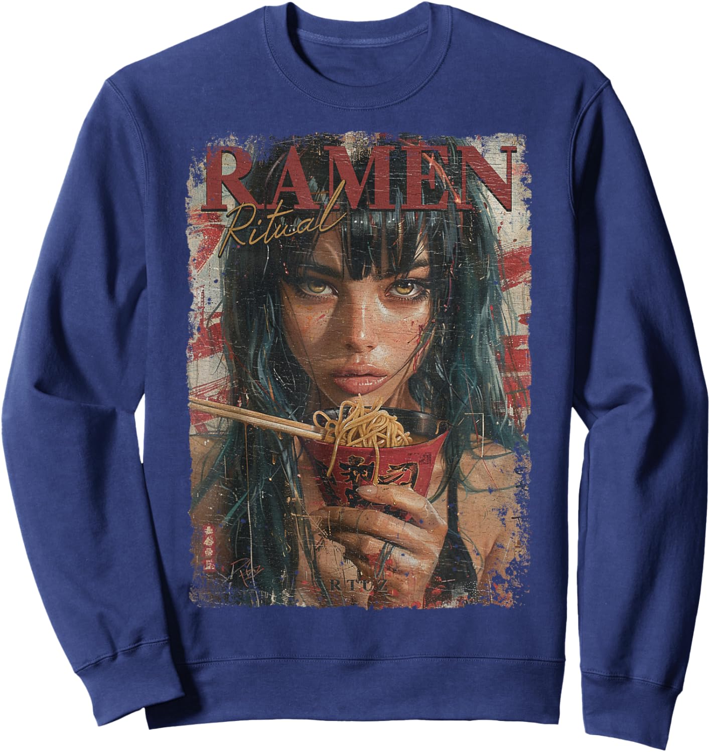 Pin-up Girl Ramen Noodle Anime Manga Asian Ramen , black Sweatshirt - Sweatshirt | Navy