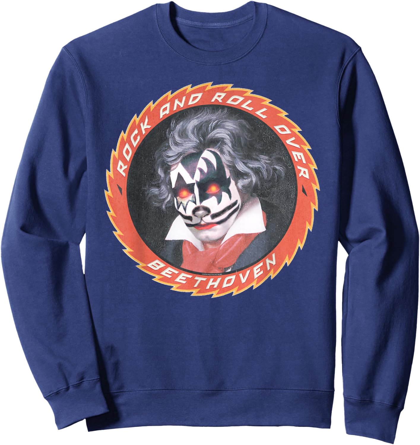 KISS Beethoven , Black, Small, -Adults, Short Sleeve, , Classic Fit, Cotton 65% Polyester 35% Sweatshirt - Sweatshirt | Navy