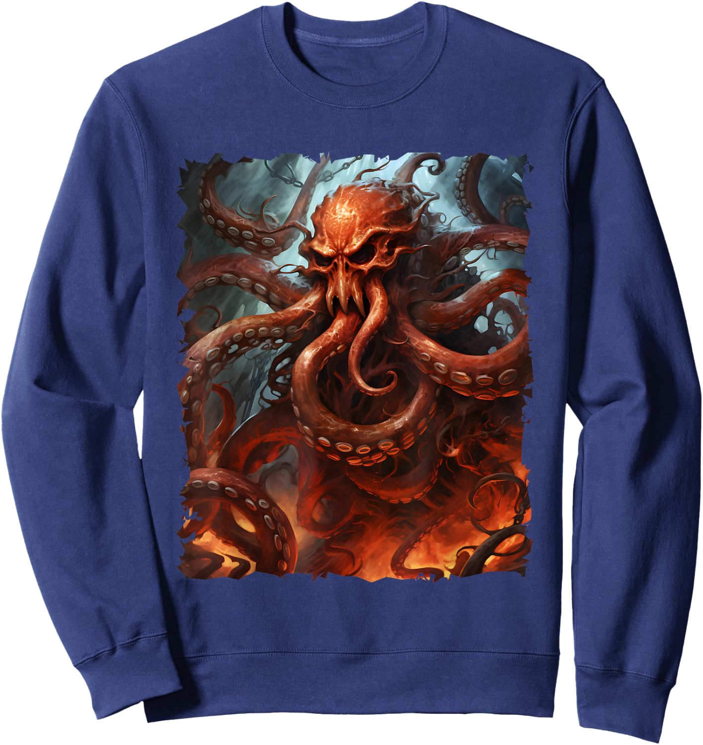 Giant Red Octopus Kraken with Tentacles Sea Monster Sweatshirt - Sweatshirt | Navy