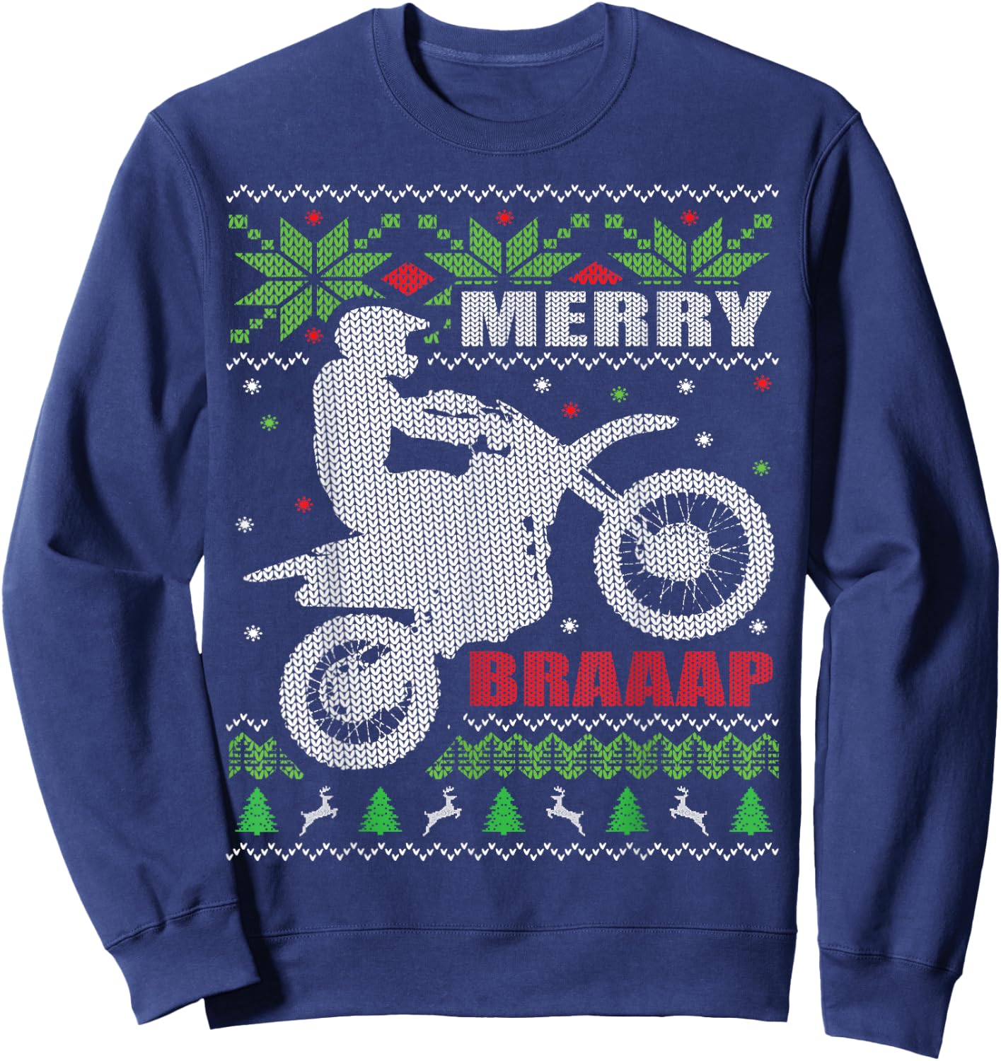Dirt Bike Ugly Christmas Style Motocross Gift Sweatshirt - Sweatshirt | Navy