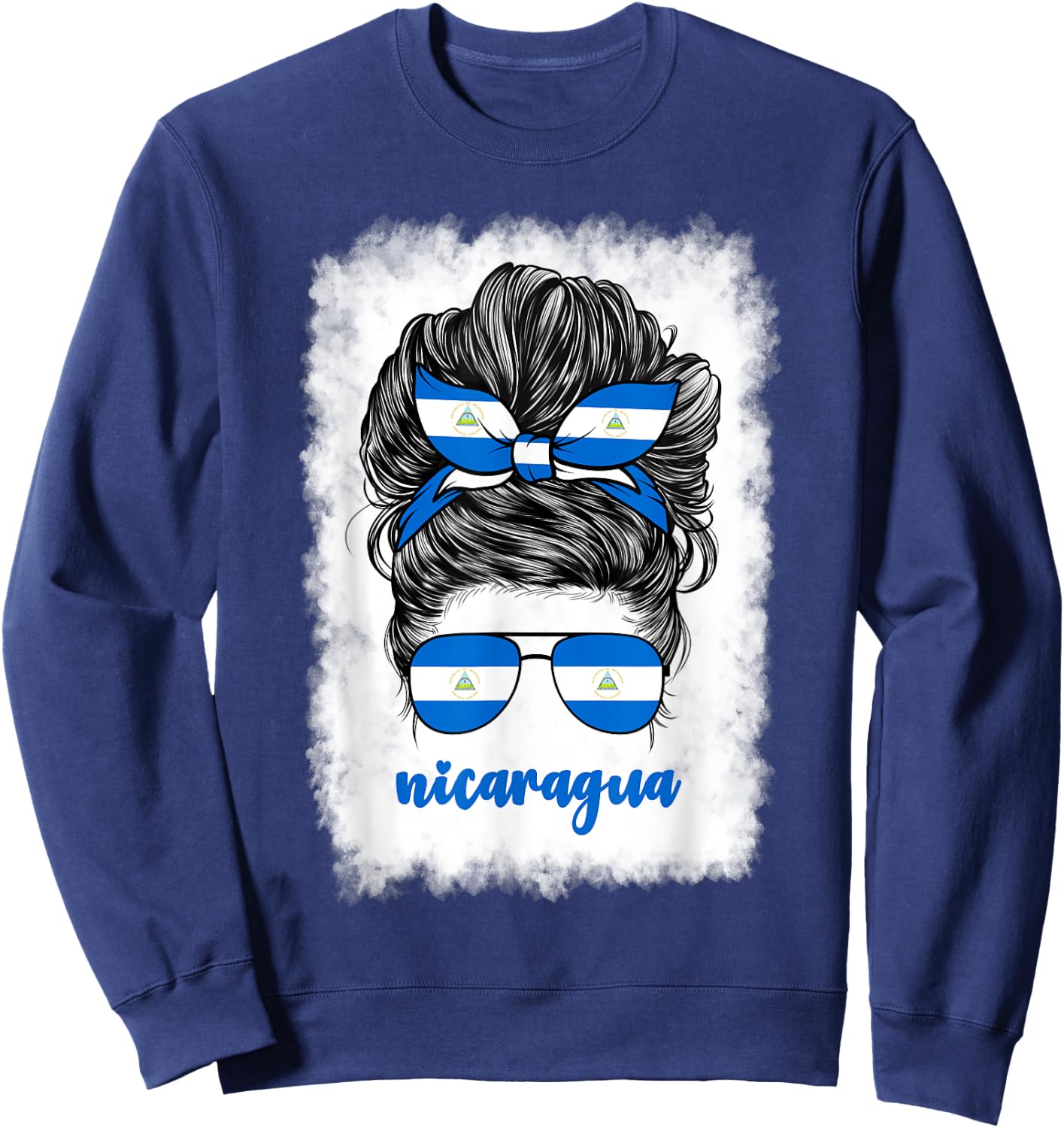 Nicaraguan Girl Woman Nicaragua Flag Nicaraguense Sweatshirt - Sweatshirt | Navy