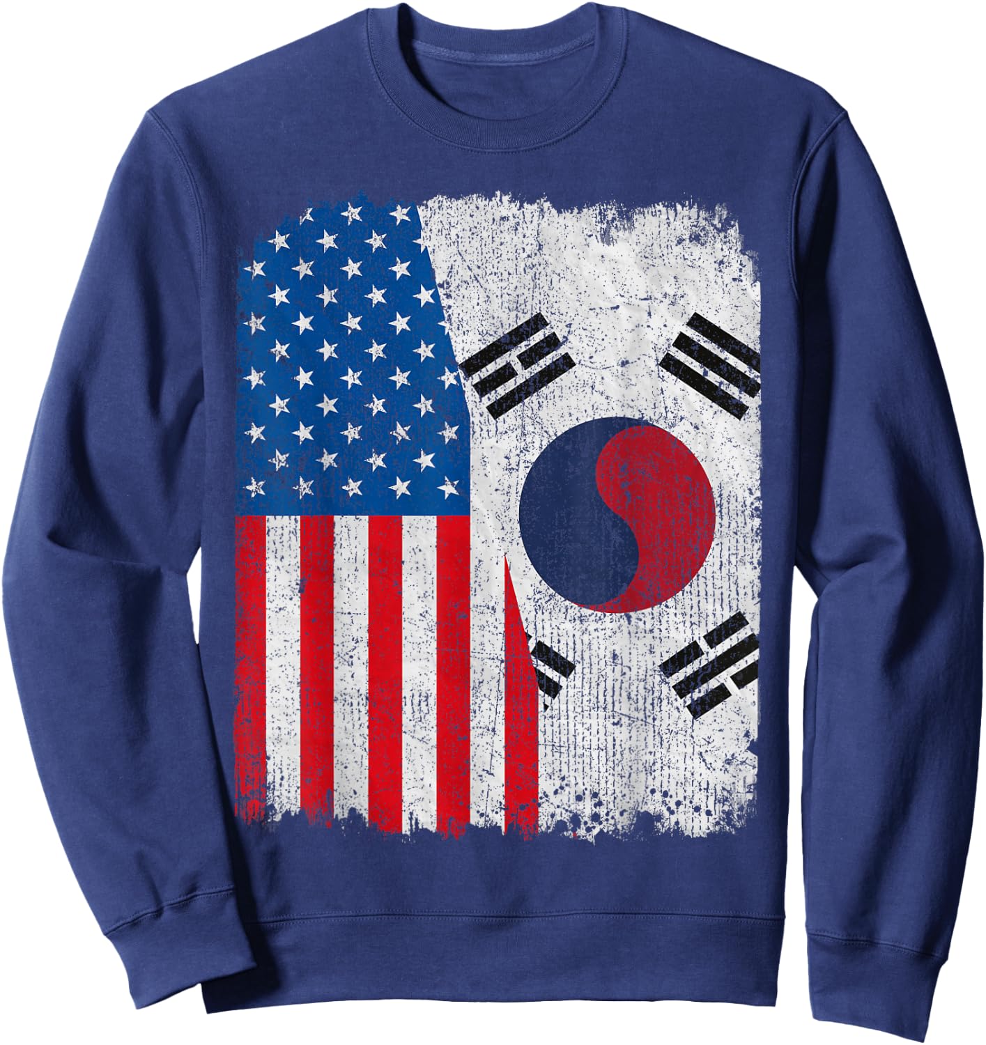 South Korean American Flag Half USA South Korea Root Proud Sweatshirt - Sweatshirt | Navy
