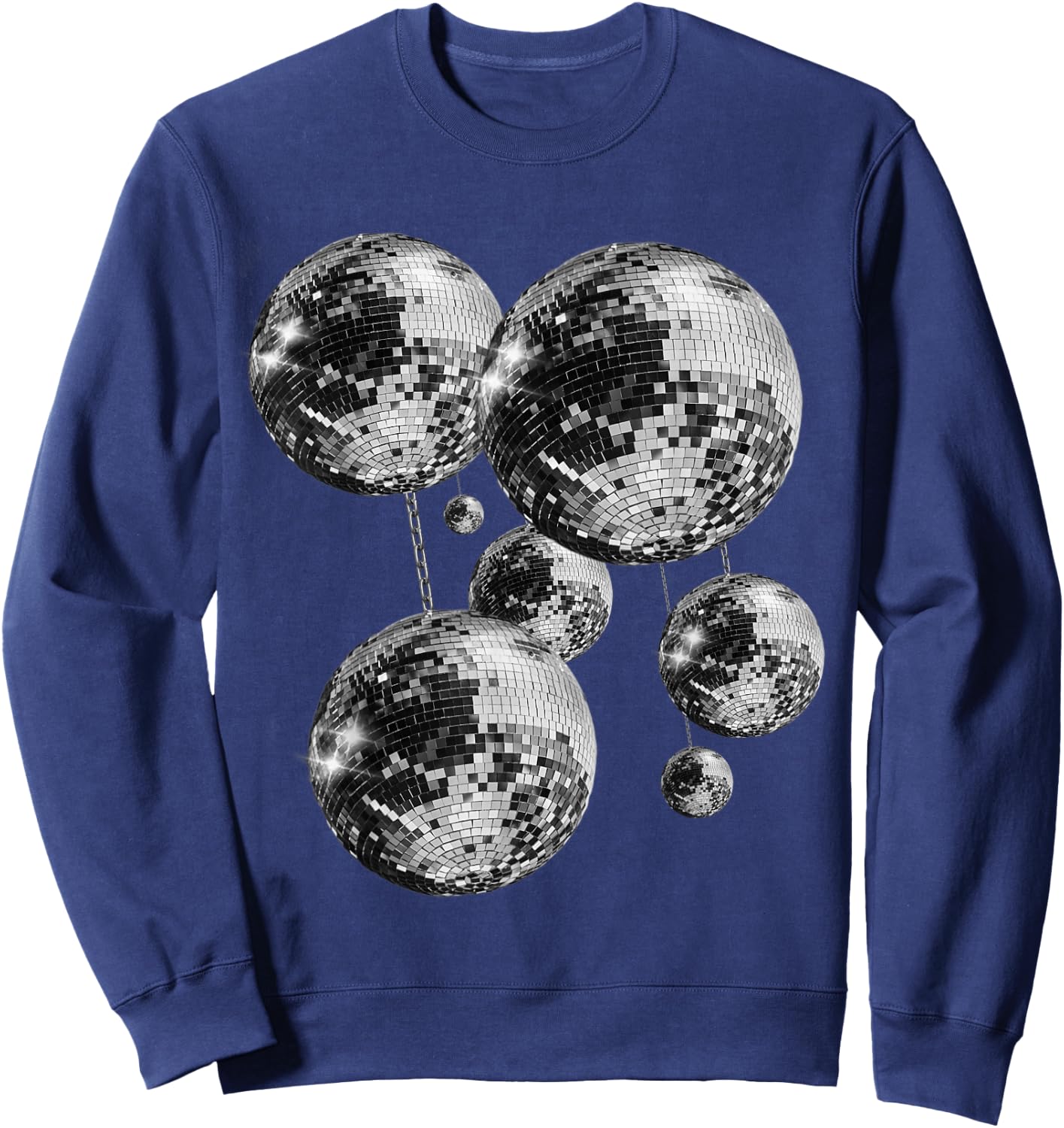 Black and White Disco Ball Pattern 70s 80s Retro Vintage , black Sweatshirt - Sweatshirt | Navy