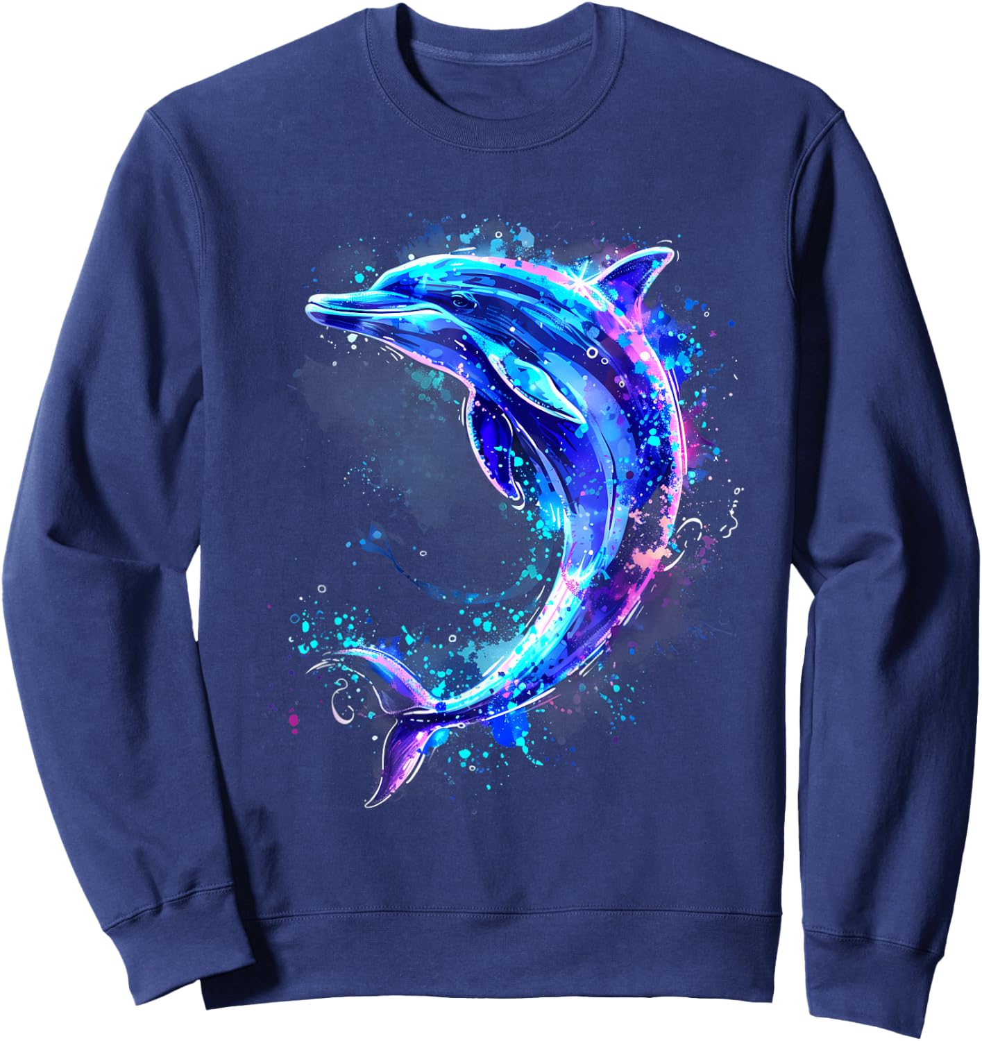 Dolphin Sea Ocean Dolphin Artwork Ocean Sea Animal Lover , black Sweatshirt - Sweatshirt | Navy