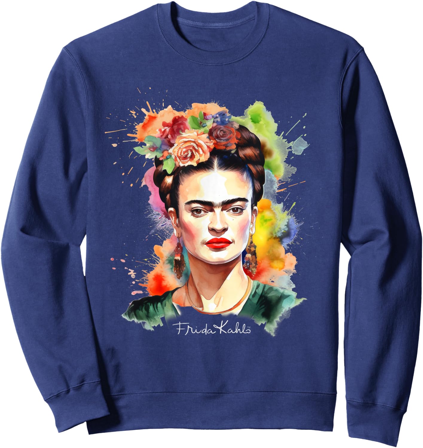 Frida Kahlo - Damen Schwarz V-Ausschnitt Kurzarm Small EU 16.5 Sweatshirt - Sweatshirt | Navy