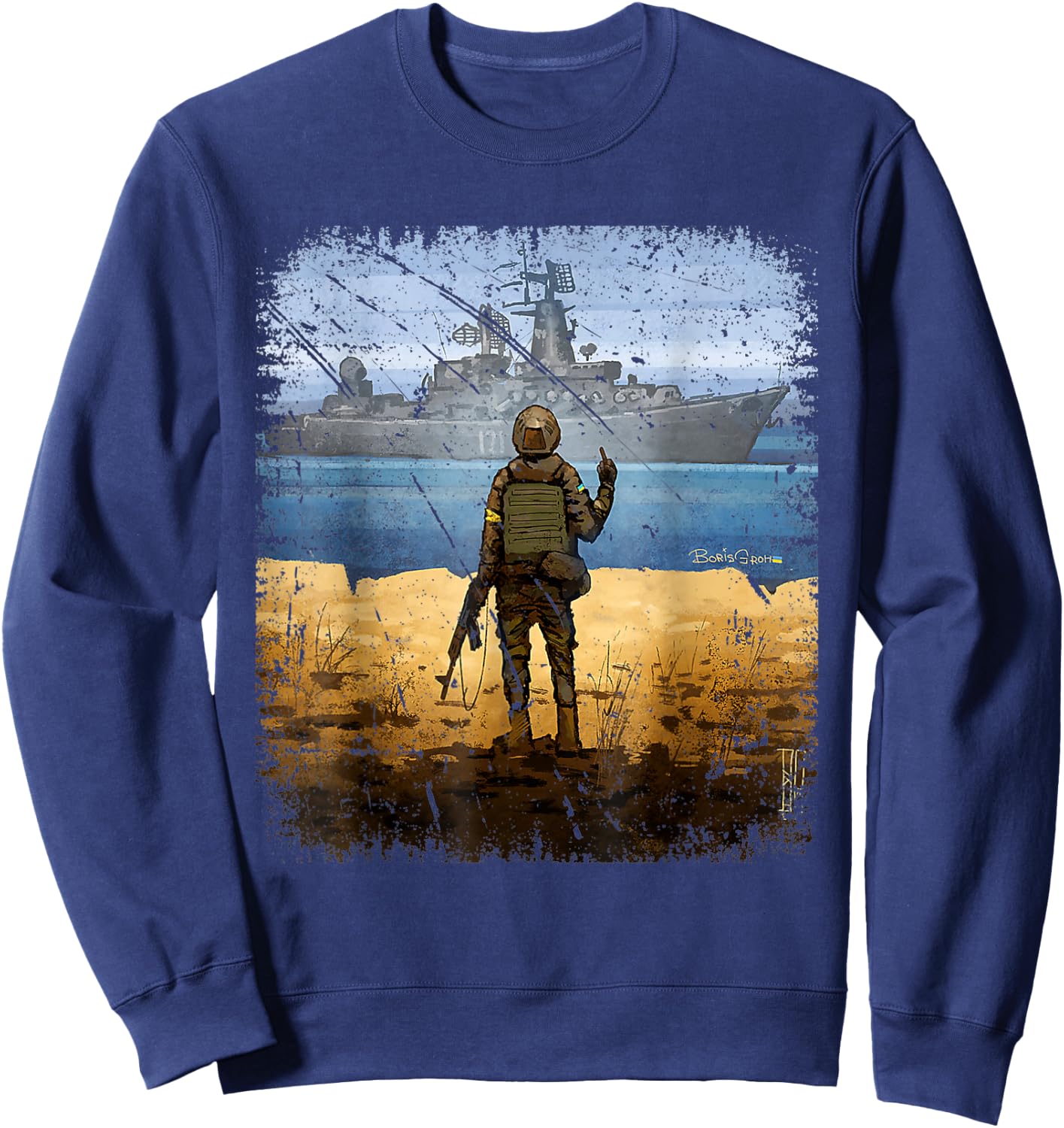 Ukraine Flag Stamp Support Ukraina Sweatshirt - Sweatshirt | Navy