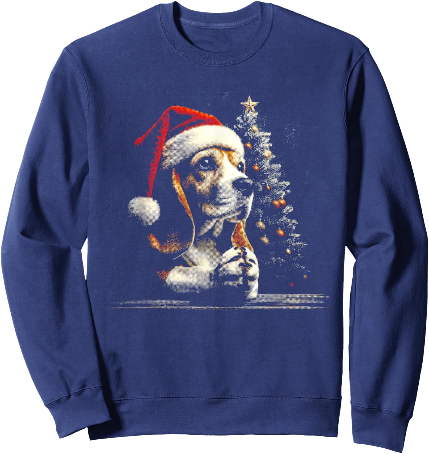Beagle Santa Hat - Funny Cute Dog Xmas Christmas Lover Sweatshirt - Sweatshirt | Navy