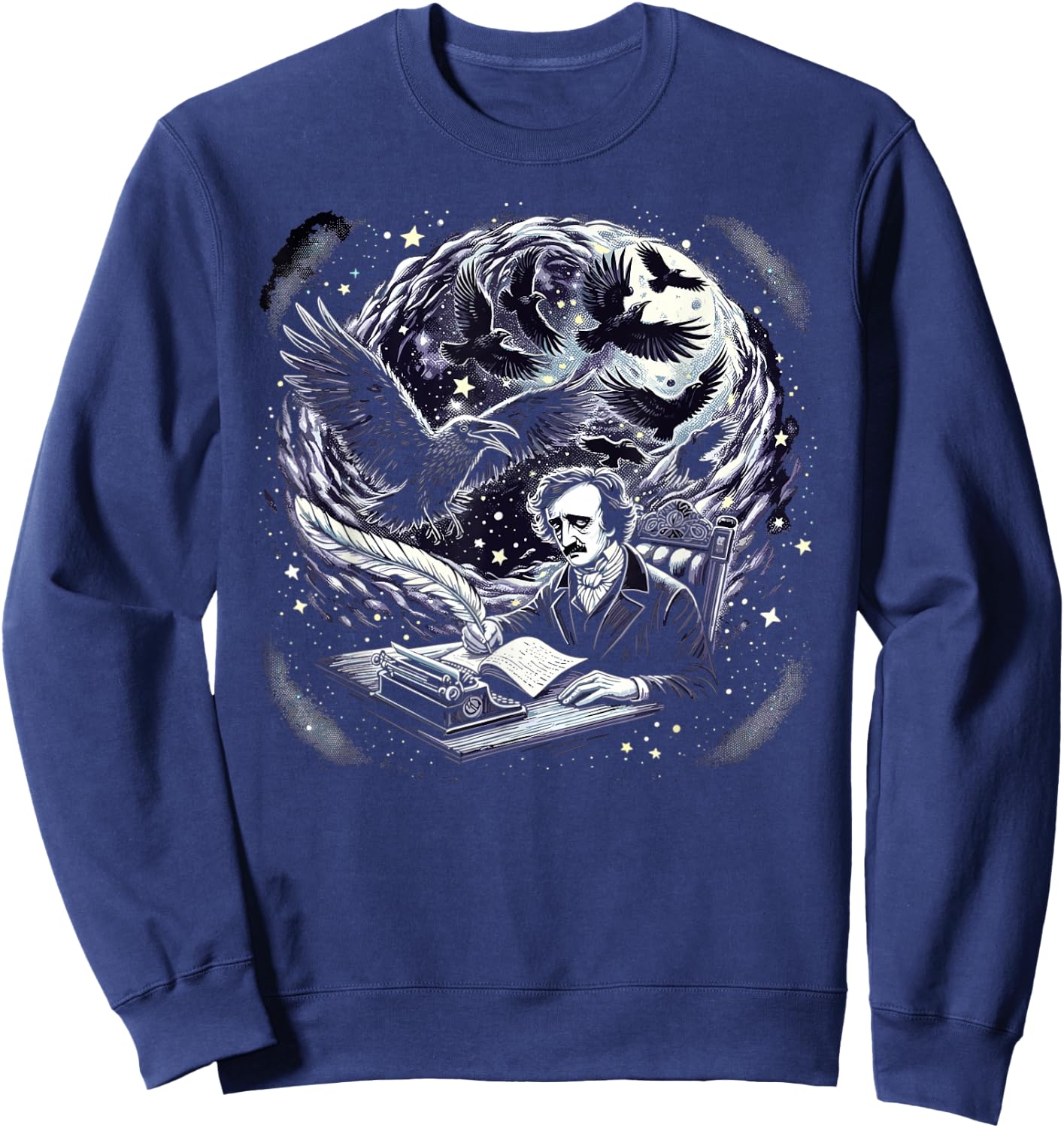 Edgar Allan Poe Raven Gothic Literature Macabre Poetry Sweatshirt - Sweatshirt | Navy