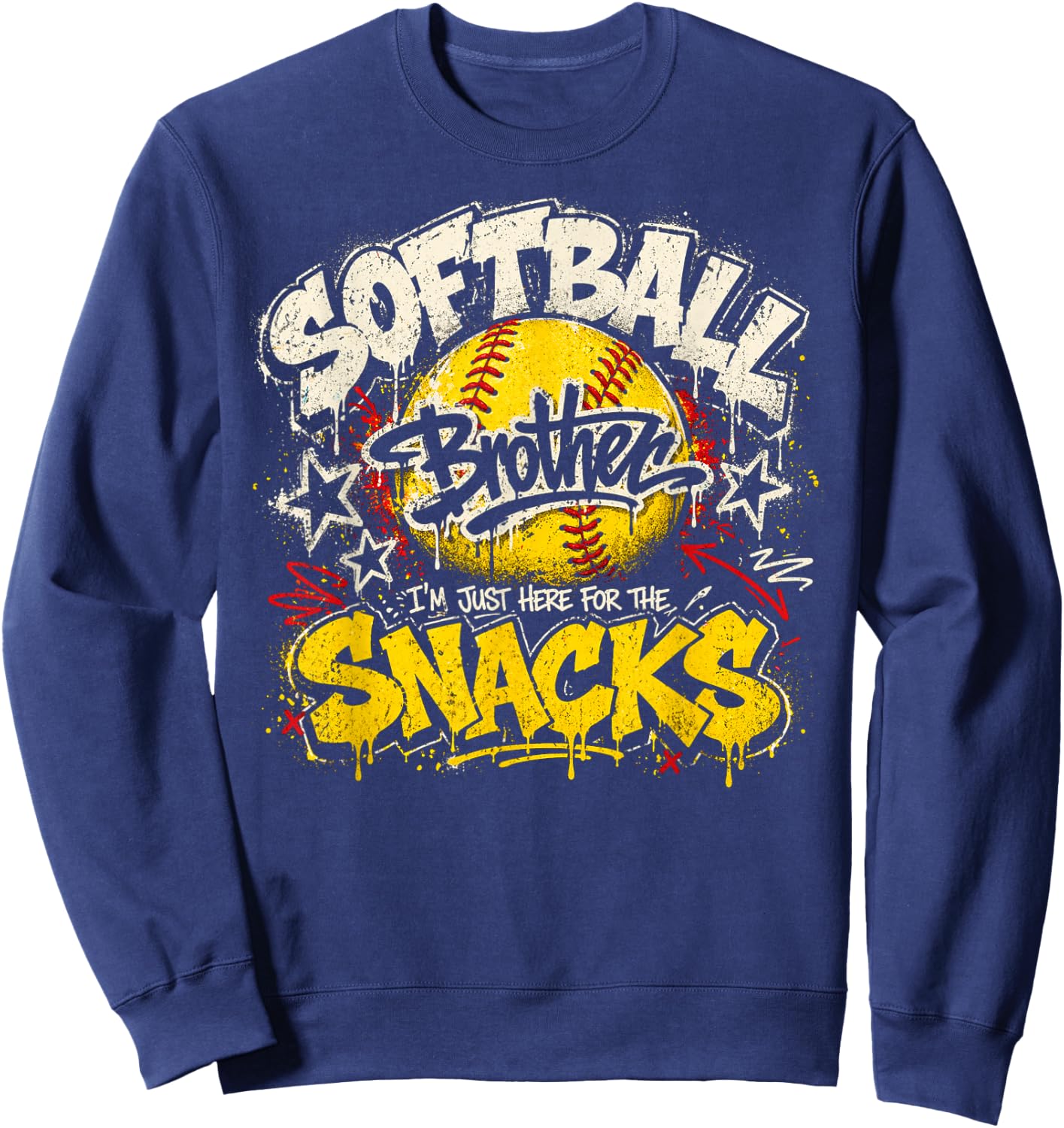 I'm Just Here for The Snacks Funny Softball Brother Sweatshirt - Sweatshirt | Navy