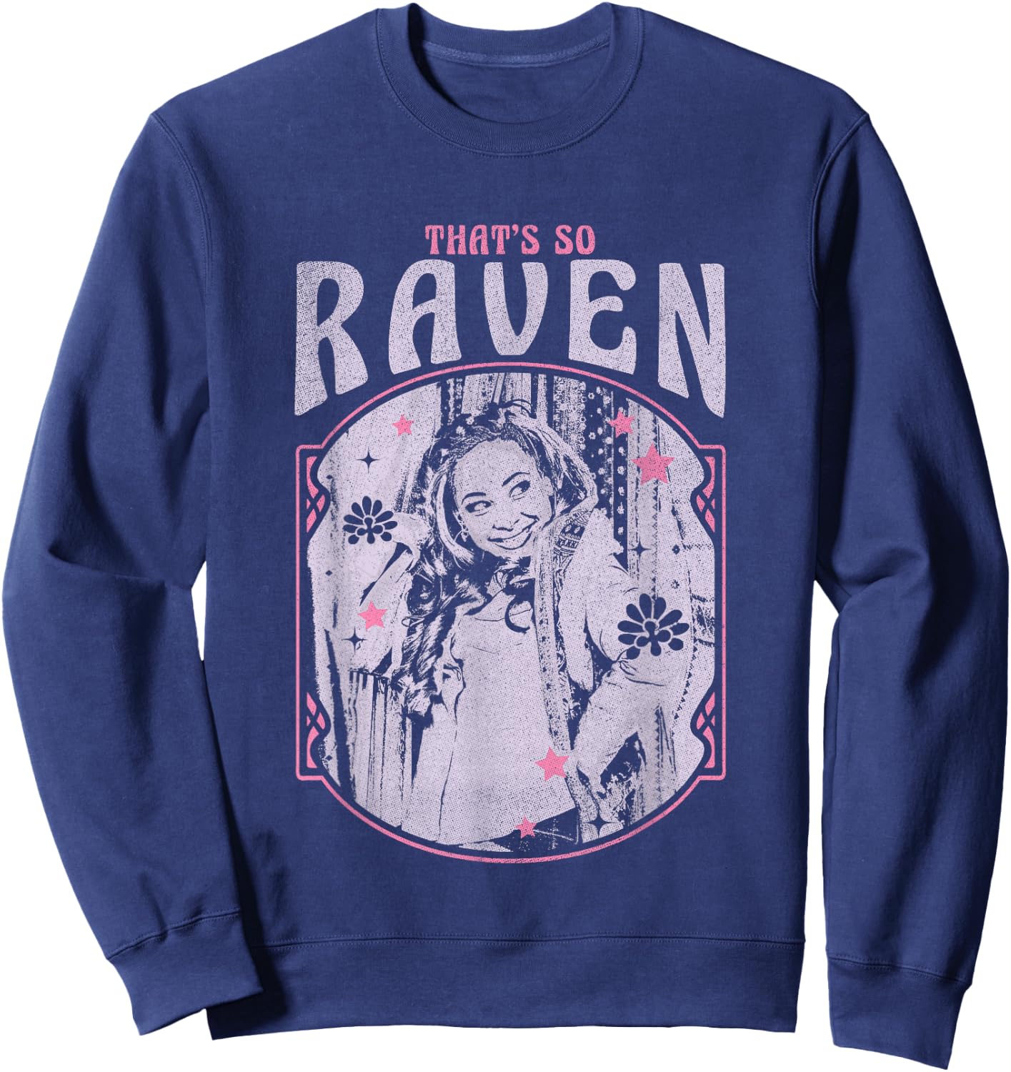 Disney That's So Raven Distressed Black & White Portrait Sweatshirt - Sweatshirt | Navy