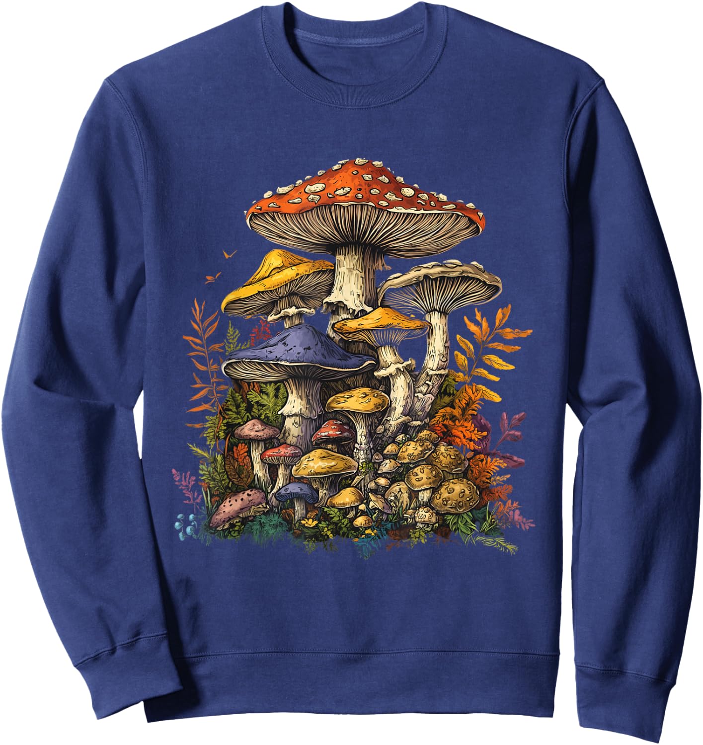 Mushroom Pattern for Mushroom Lovers , Black, S Sweatshirt - Sweatshirt | Navy