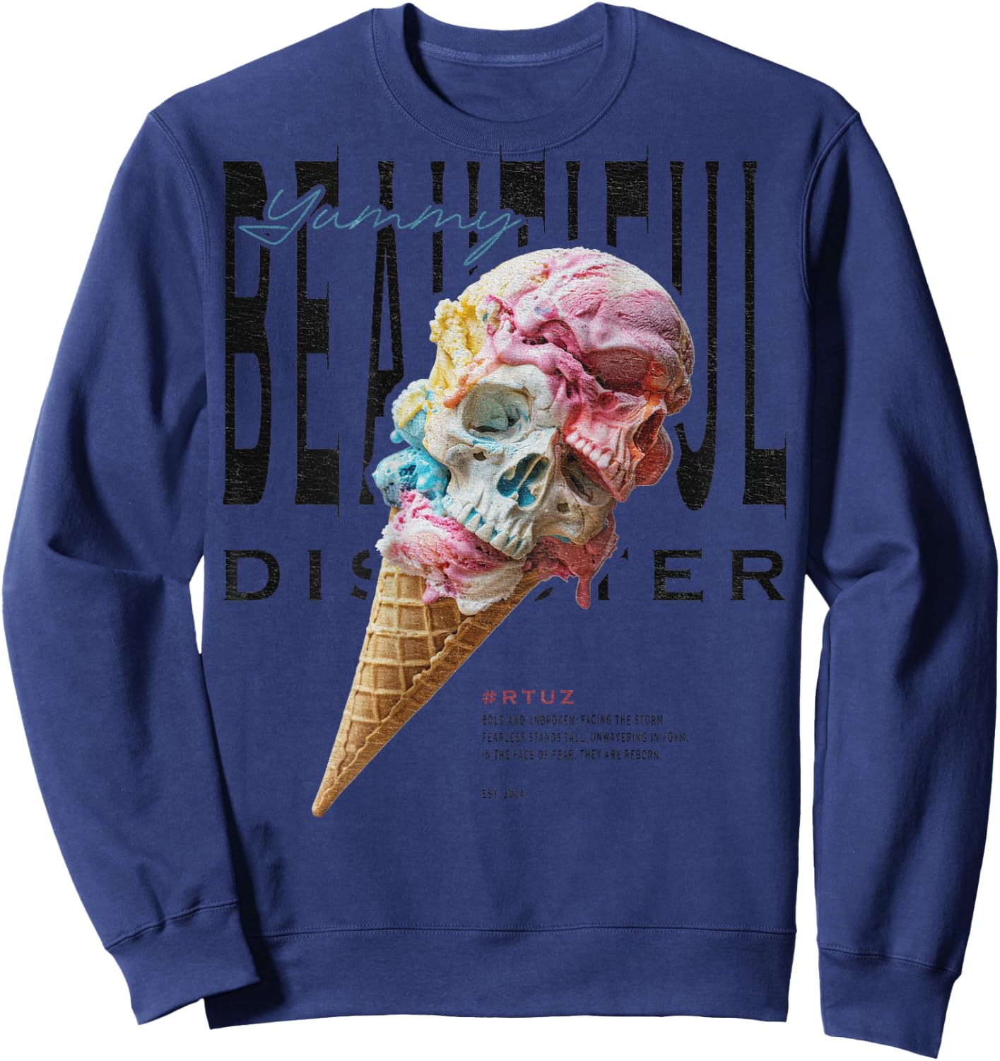 Urban Hip Hop Y2K Vintage Retro Backprint Streetwear EIS Sweatshirt - Sweatshirt | Navy
