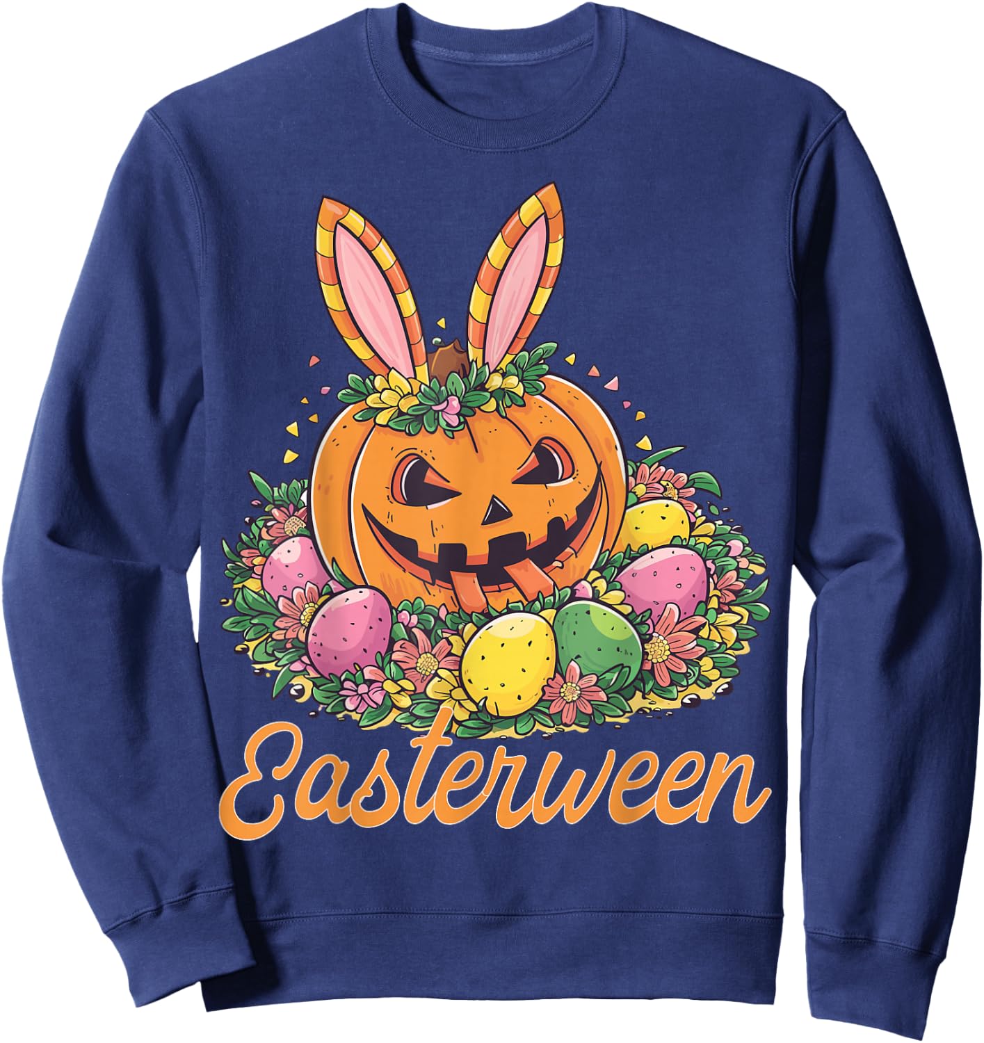 Easterween Pumpkin Bunnies & Spooky Eggs Festive Sweatshirt - Sweatshirt | Navy