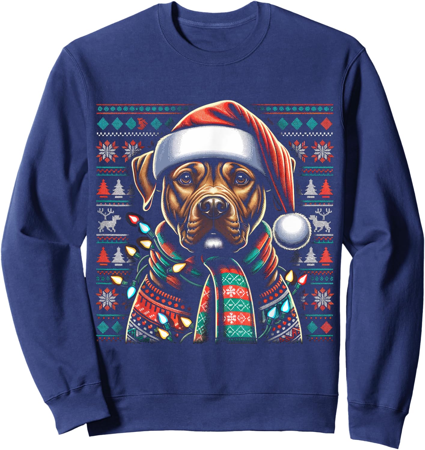 Christmas Pit bull Xmas Pit Bull Mom Dog Lover Santa Sweatshirt - Sweatshirt | Navy