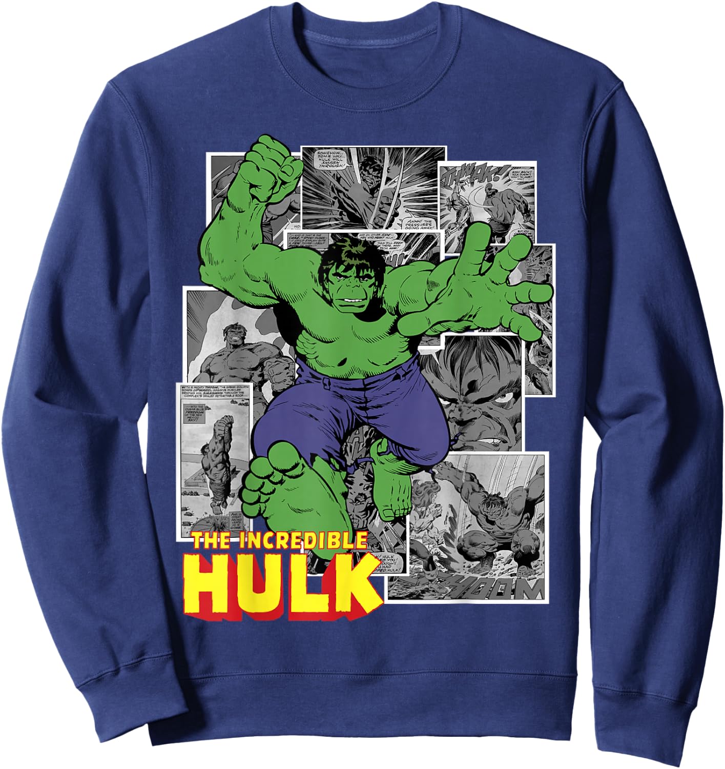 Marvel Avengers The Incredible Hulk Comic Panel Portrait Small Sweatshirt - Sweatshirt | Navy