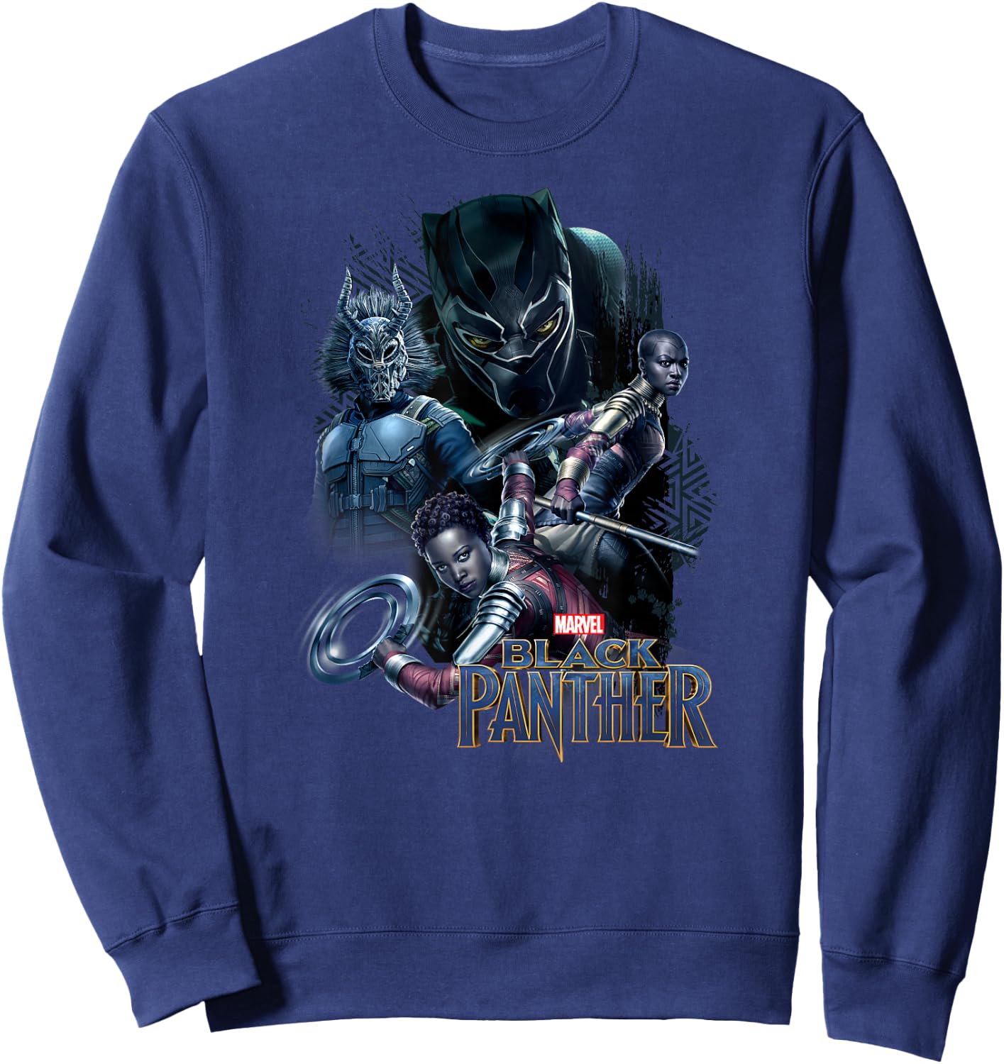 Marvel Black Panther Movie Warrior Poses Graphic Sweatshirt - Sweatshirt | Navy