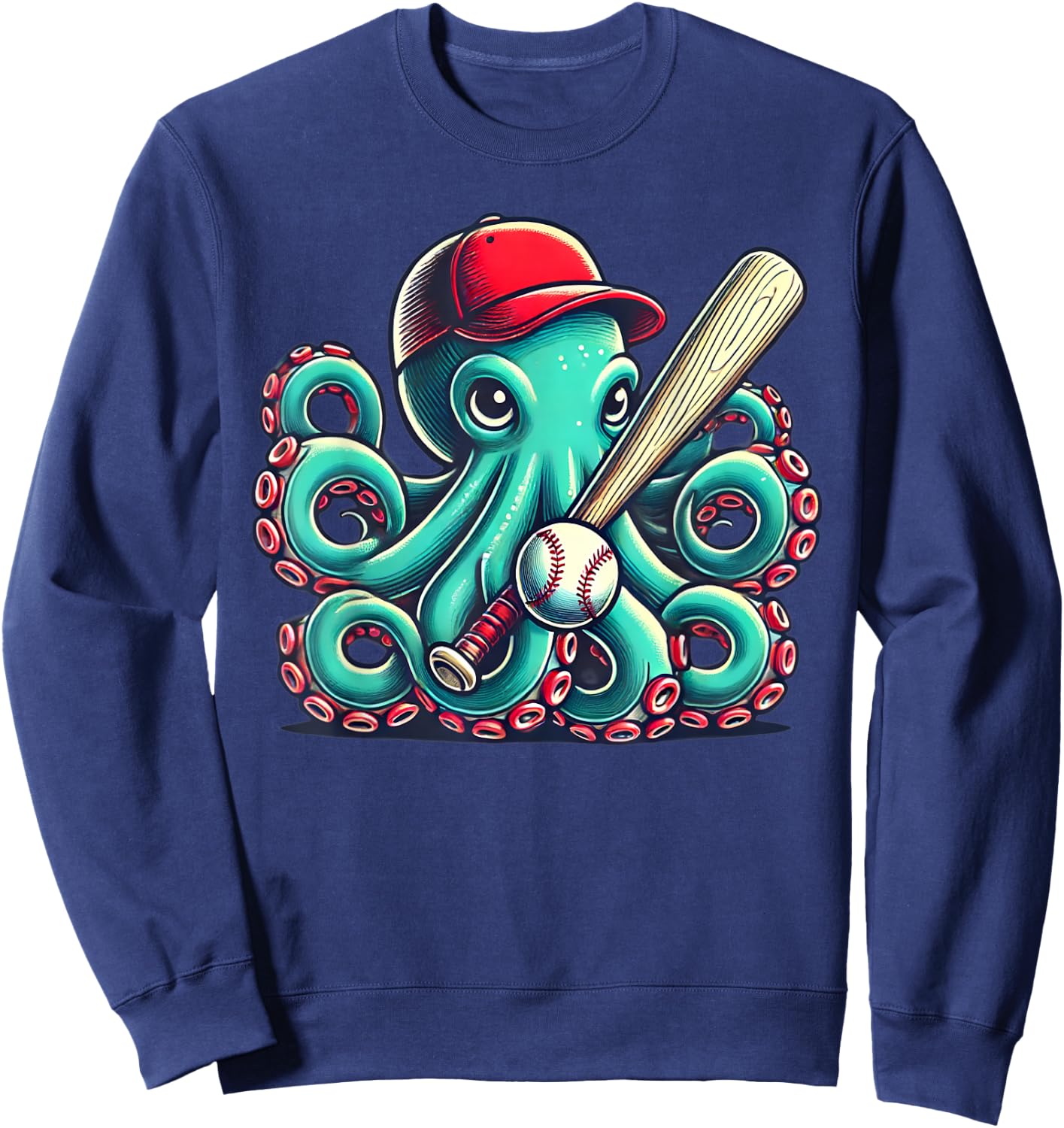 Octopus baseball boys girls sea animals ocean diving Sweatshirt - Sweatshirt | Navy