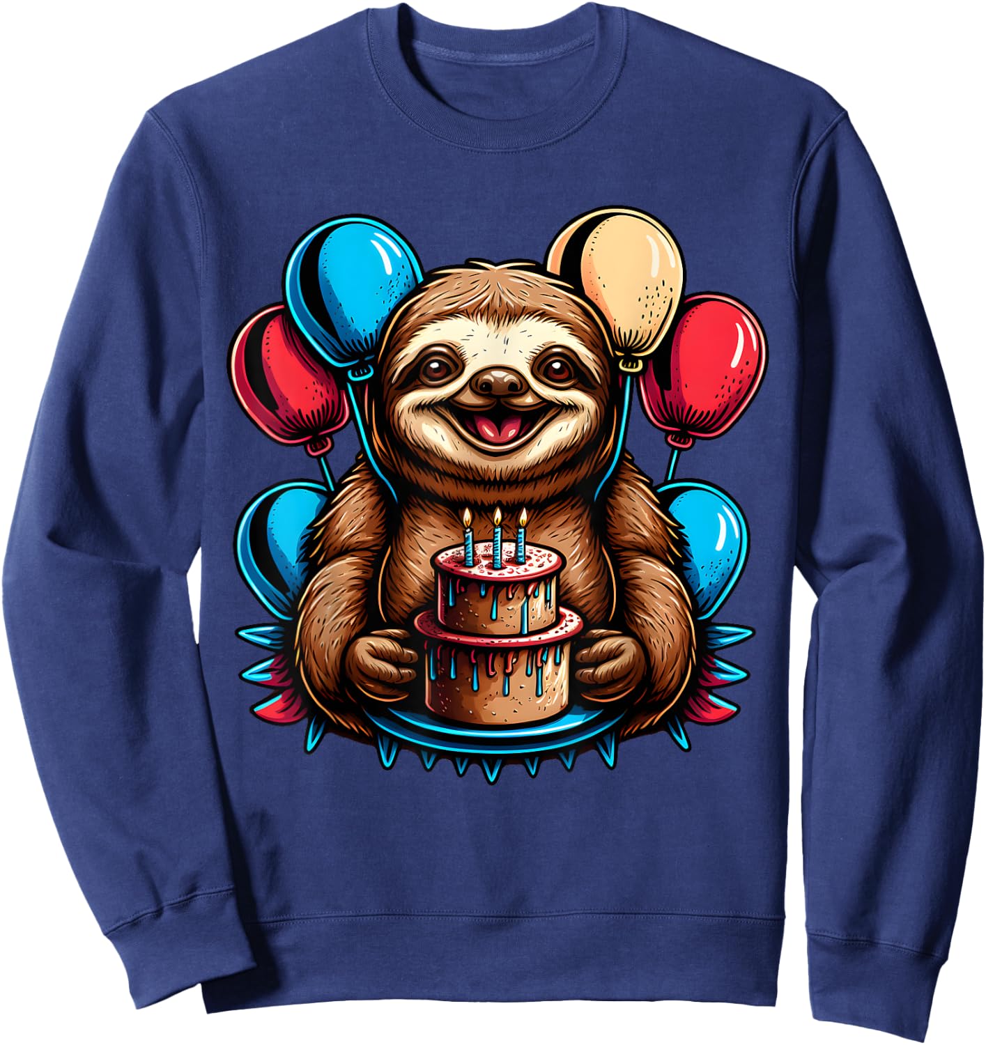 Sloth Birthday Shirt Girl Boy Mom Lazy Sloths Gift Sweatshirt - Sweatshirt | Navy