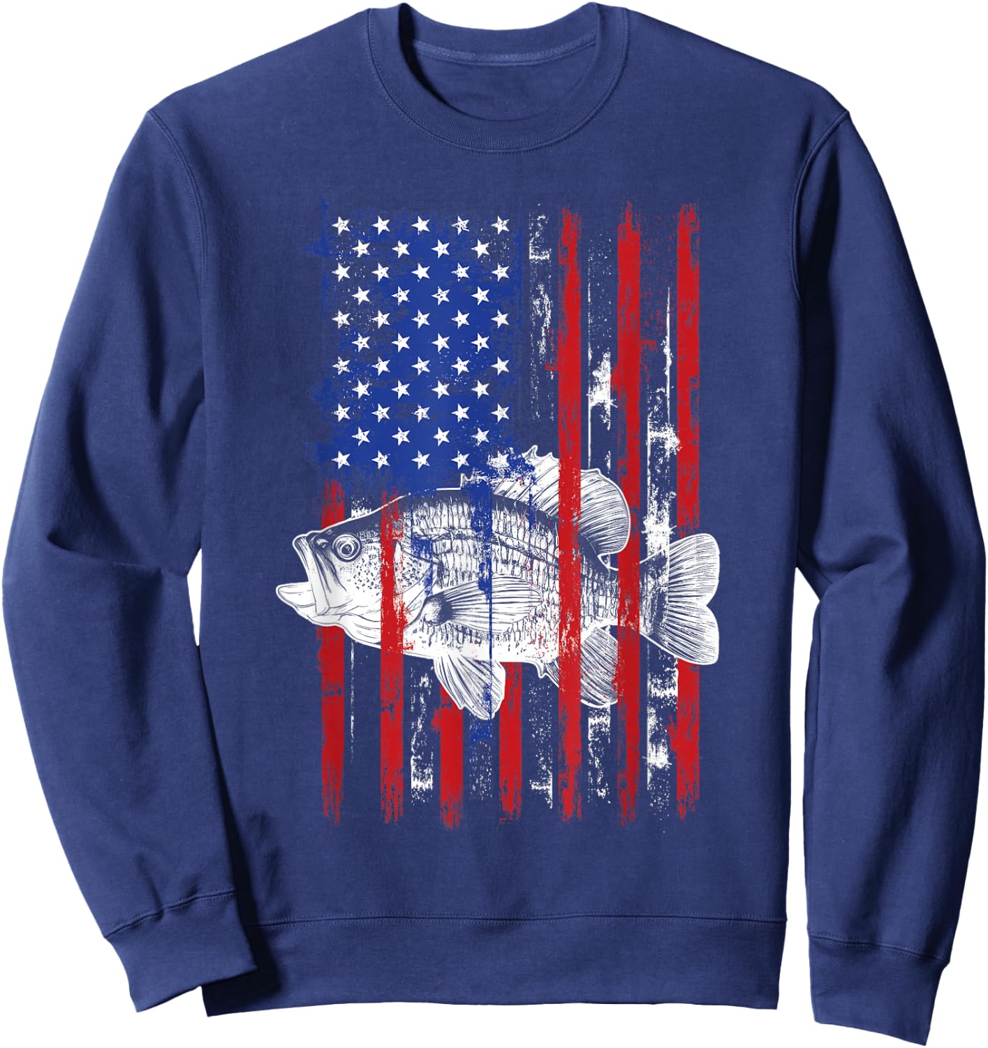 Crappie American Flag Fishing Flag Patriotic Fish Catcher Sweatshirt - Sweatshirt | Navy