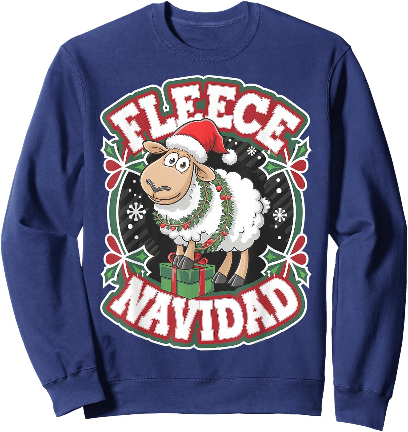 Funny Sheep Winter Christmas Fleece Navidad Sweatshirt - Sweatshirt | Navy