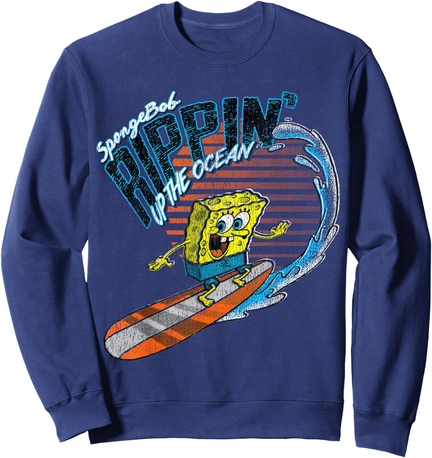 Offizielle Spongebob Schwammkopf Ripping Up the Ocean Sweatshirt - Sweatshirt | Navy