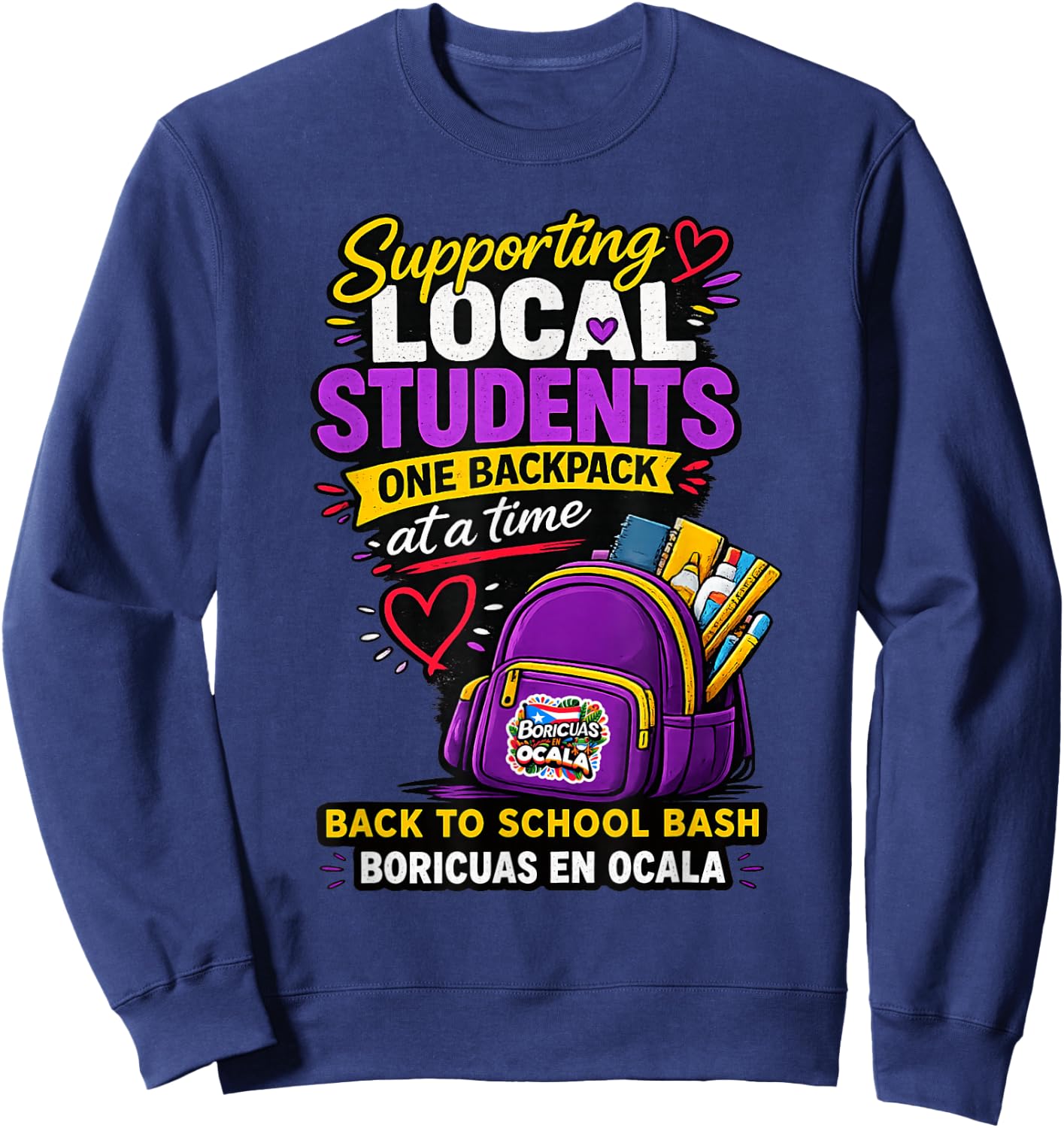 Supporting Local Students One Book Bag At A Time Sweatshirt - Sweatshirt | Navy