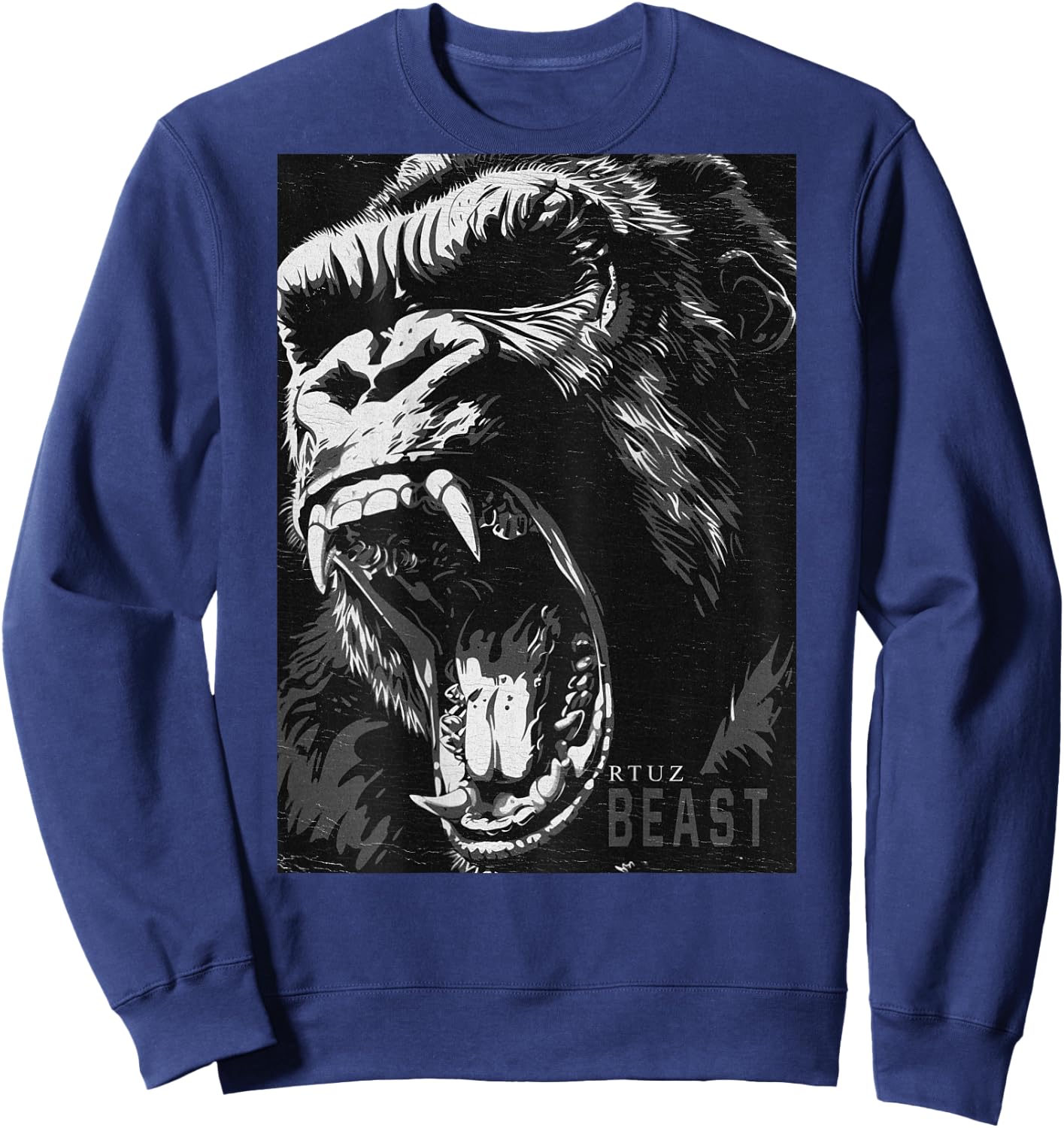 Wild Backprint Gorilla King Animal Monkey Gorilla Sweatshirt - Sweatshirt | Navy