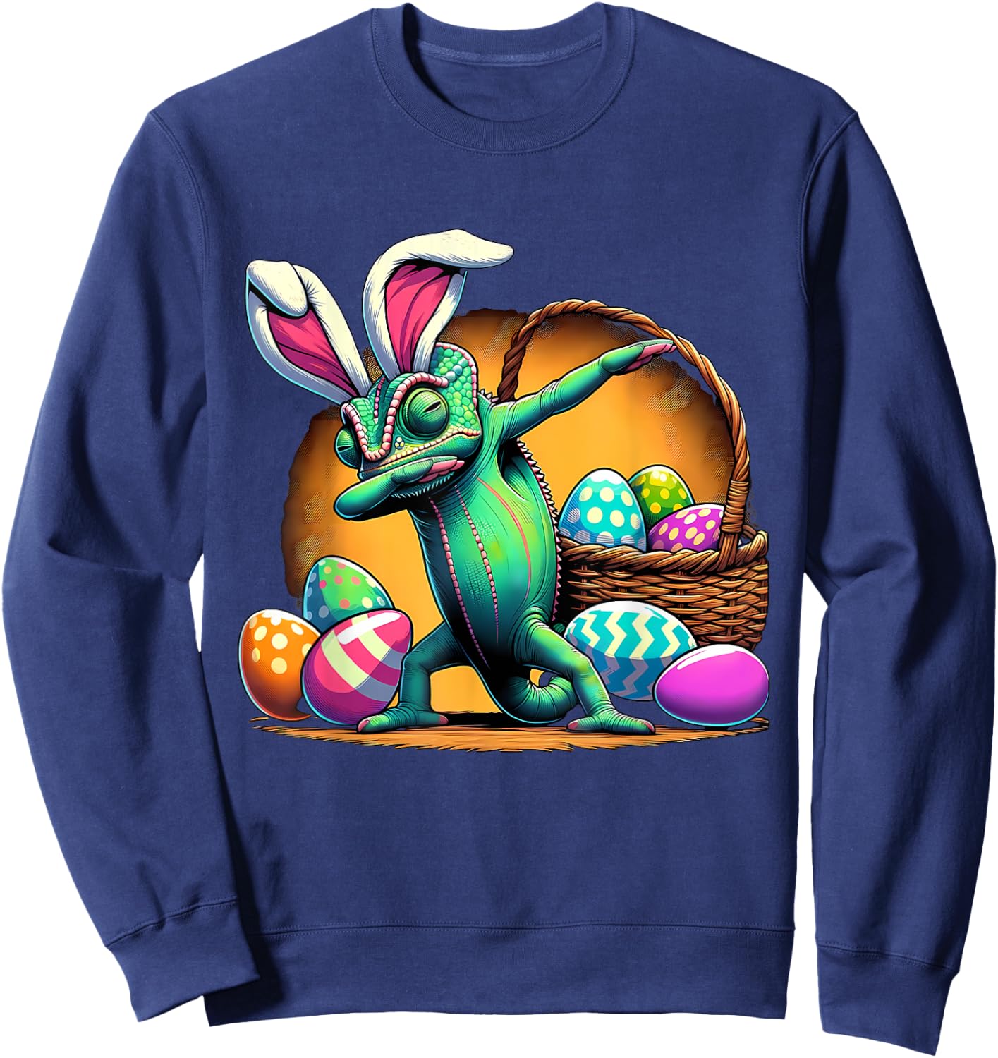 Dabbing Easter Bunny Chameleon Sweatshirt - Sweatshirt | Navy