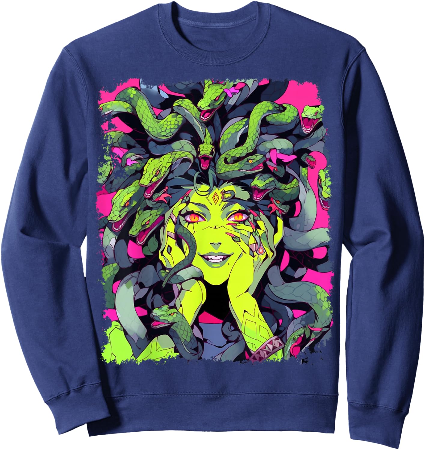 Feminine Greek Mythology Goddess Sexy Medusa Snakes Hair Sweatshirt - Sweatshirt | Navy