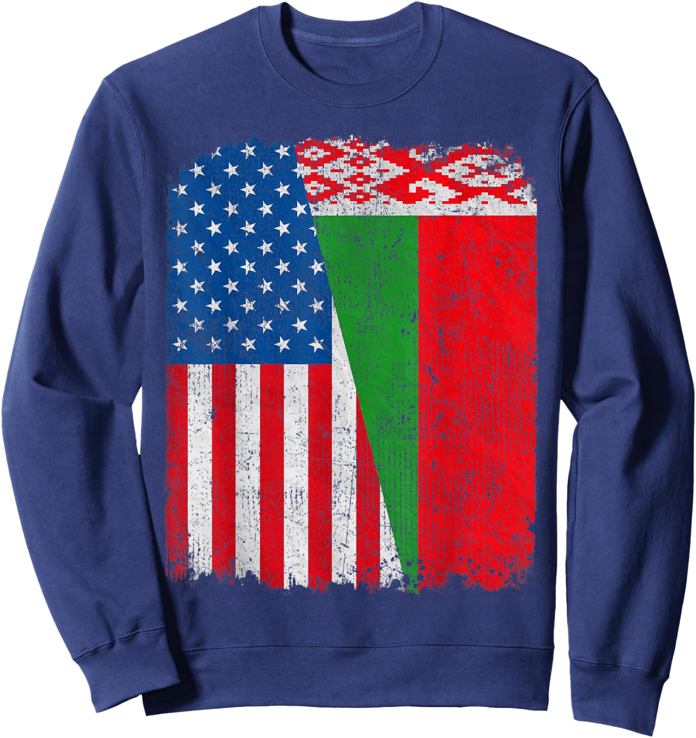 Belarusian American Flag Half USA Belarus Root Proud Kids Men Sweatshirt - Sweatshirt | Navy