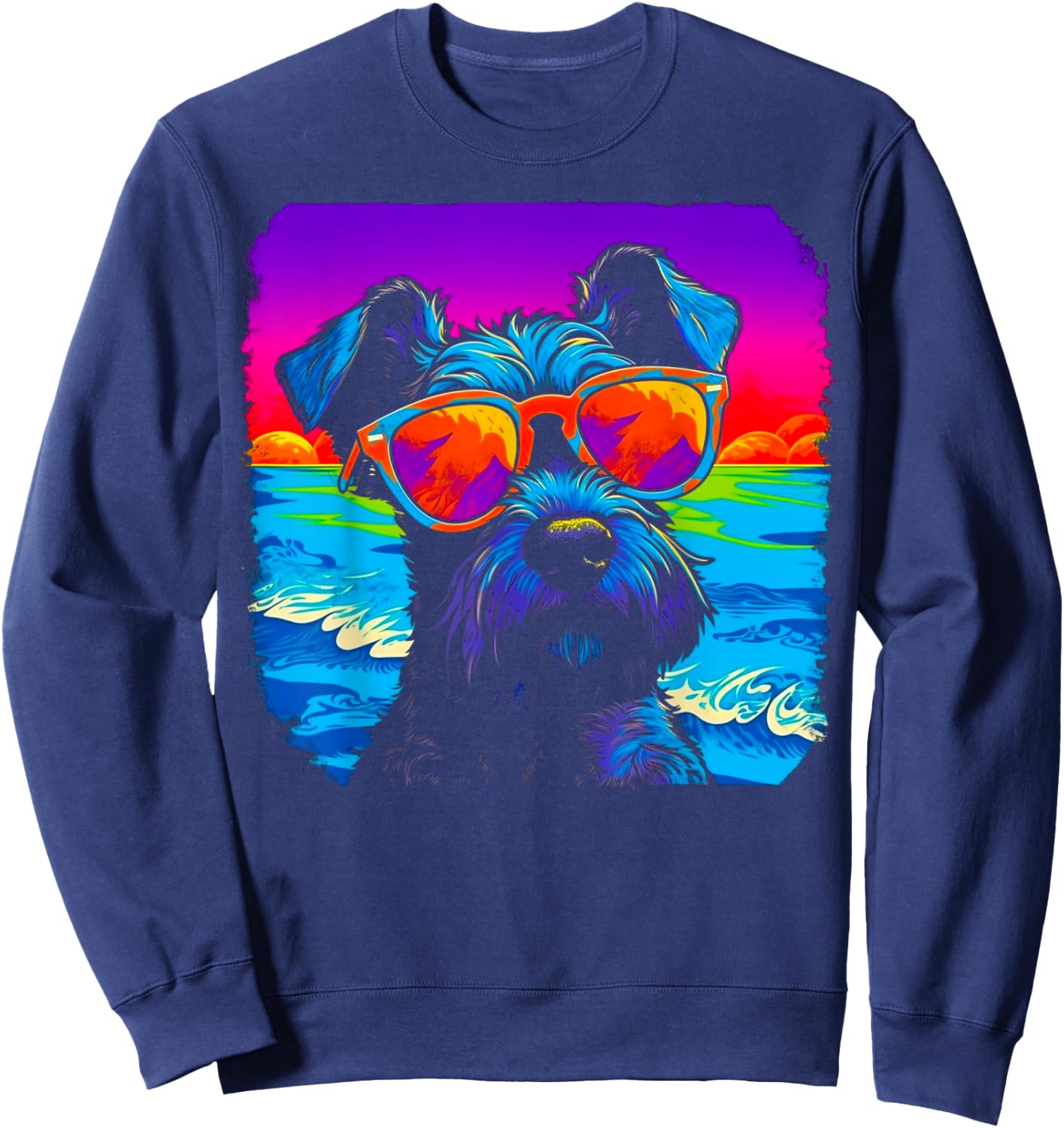 Summer Schnauzer Dog Sweatshirt - Sweatshirt | Navy