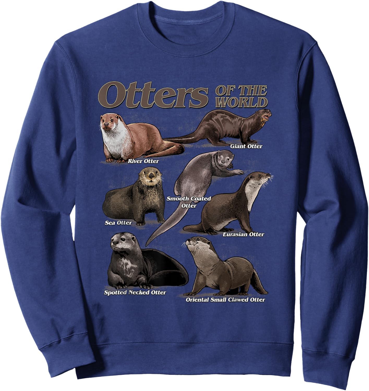 Otters Animals of the World Educational Animal Otter Lovers Sweatshirt - Sweatshirt | Navy