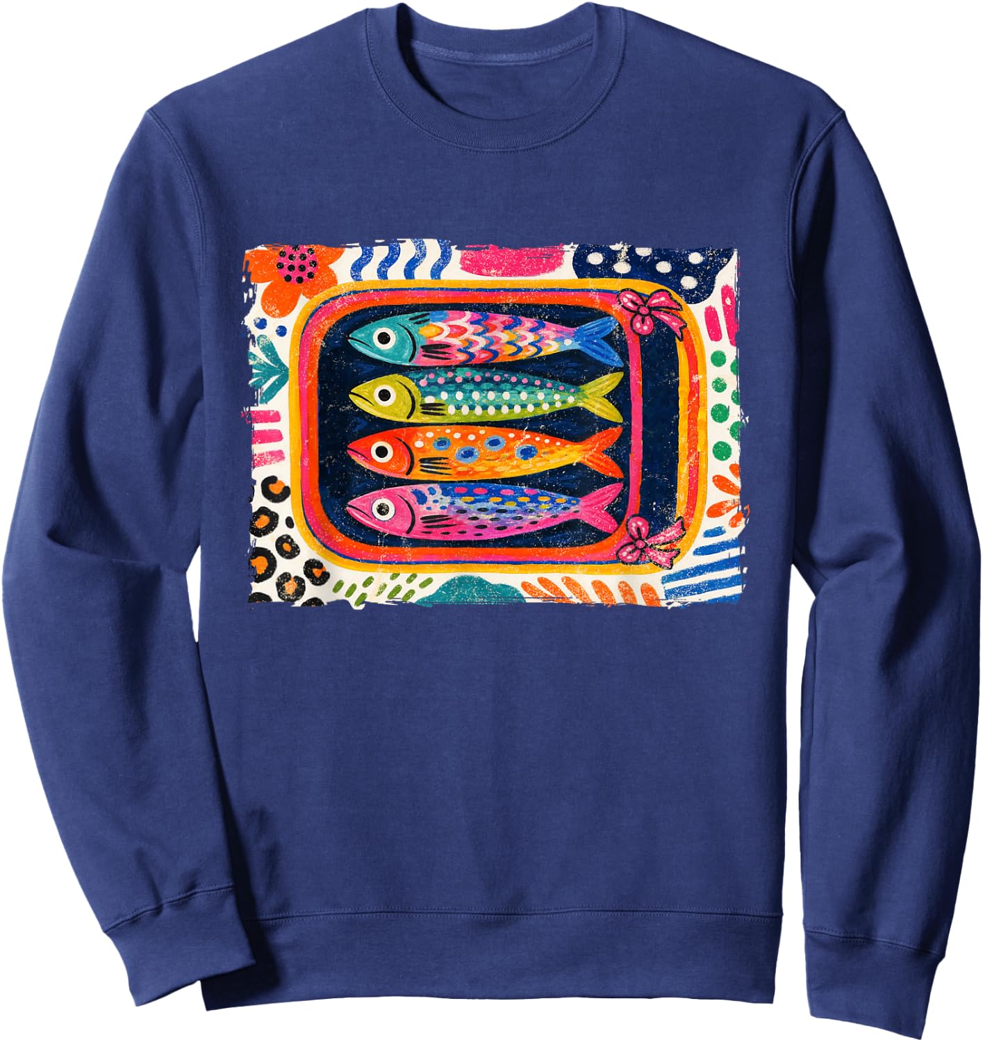 Summer Sardines Tinned Fish Coastal Aesthetic Beach Vacation Sweatshirt - Sweatshirt | Navy