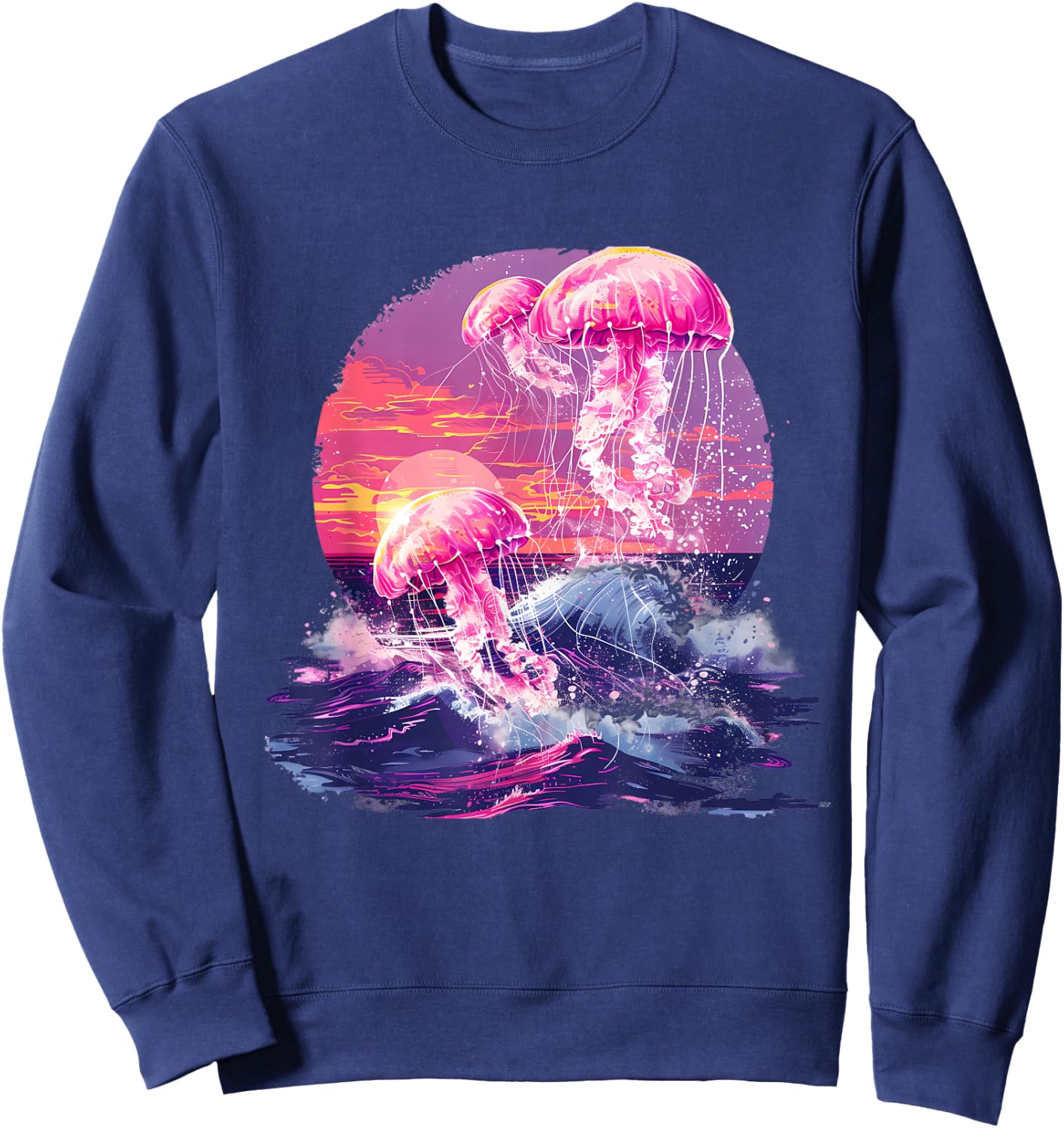 Jellyfish Sunset Ocean Sea Jellyfish Sea Ocean Animal Lover Sweatshirt - Sweatshirt | Navy
