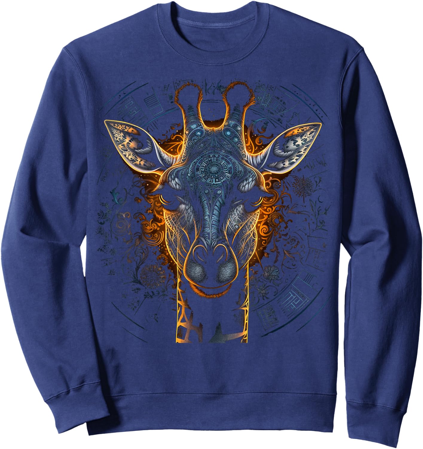 Giraffe Artwork Mandala - Animal Art Giraffe Sweatshirt - Sweatshirt | Navy