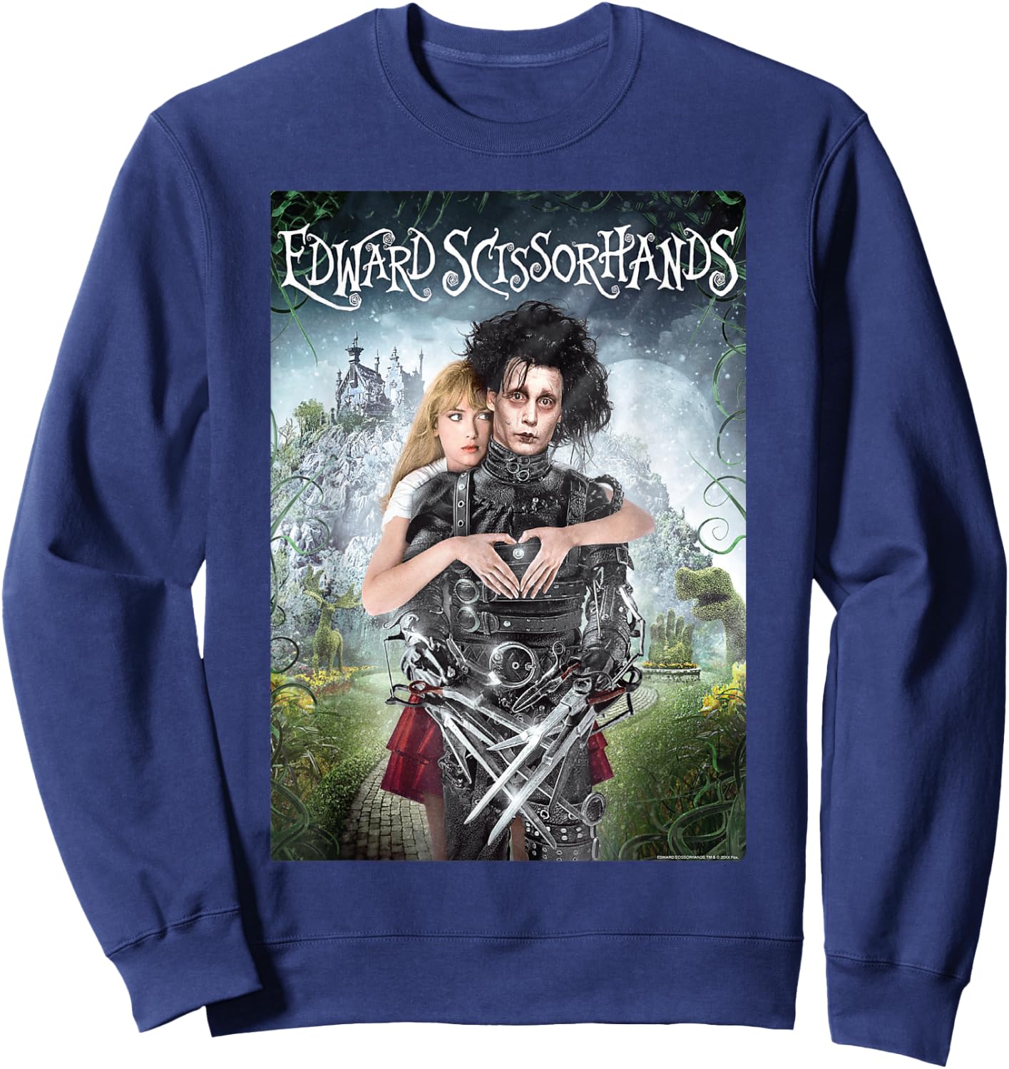 Edward Scissorhands Anniversary Movie Art Kim and Edward , Black, S Sweatshirt - Sweatshirt | Navy