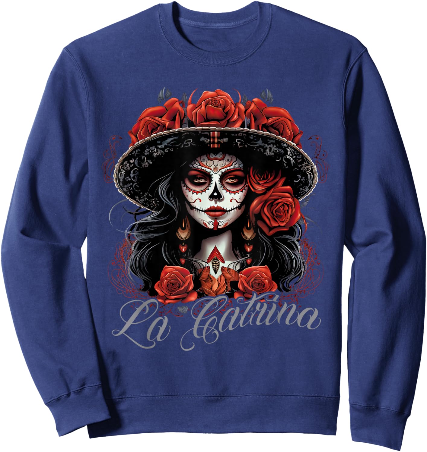 La Catrina Cool Dia De Los Muertos Design La Catrina , black Sweatshirt - Sweatshirt | Navy