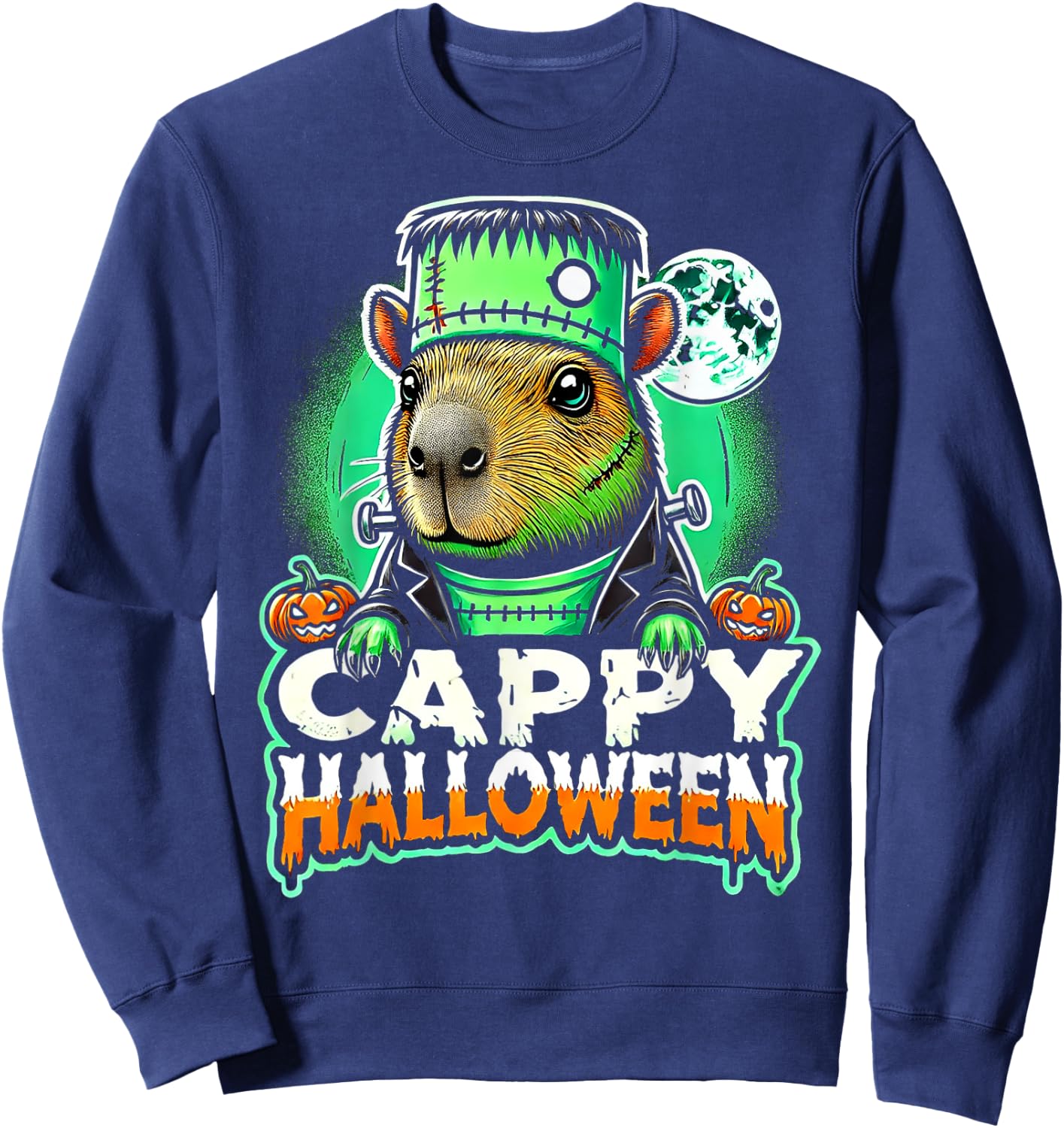 Cappy Halloween - Capybara Frankenstein - Funny Scary Spooky Sweatshirt - Sweatshirt | Navy