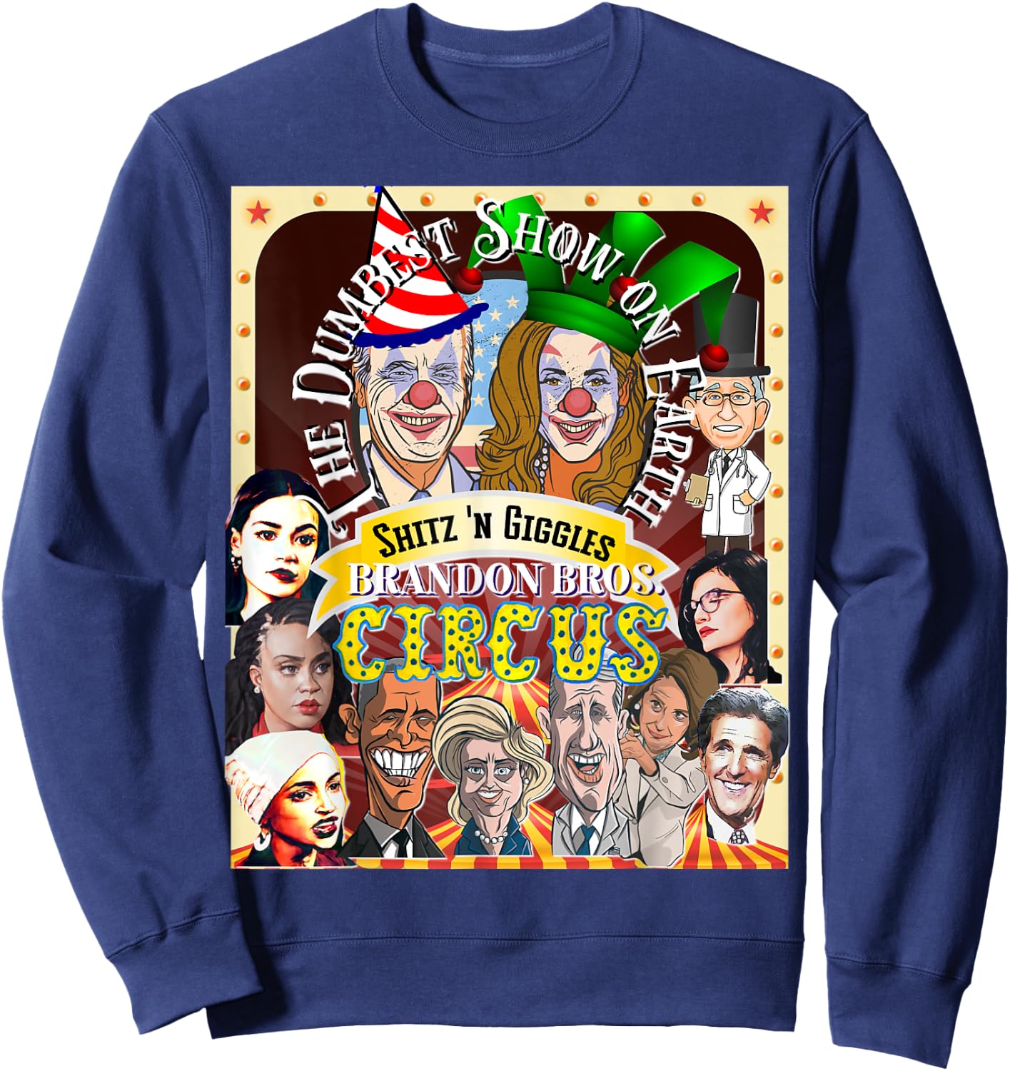 Biden Halloween Circus Dumbest Obama Funny Trump Halloween Sweatshirt - Sweatshirt | Navy