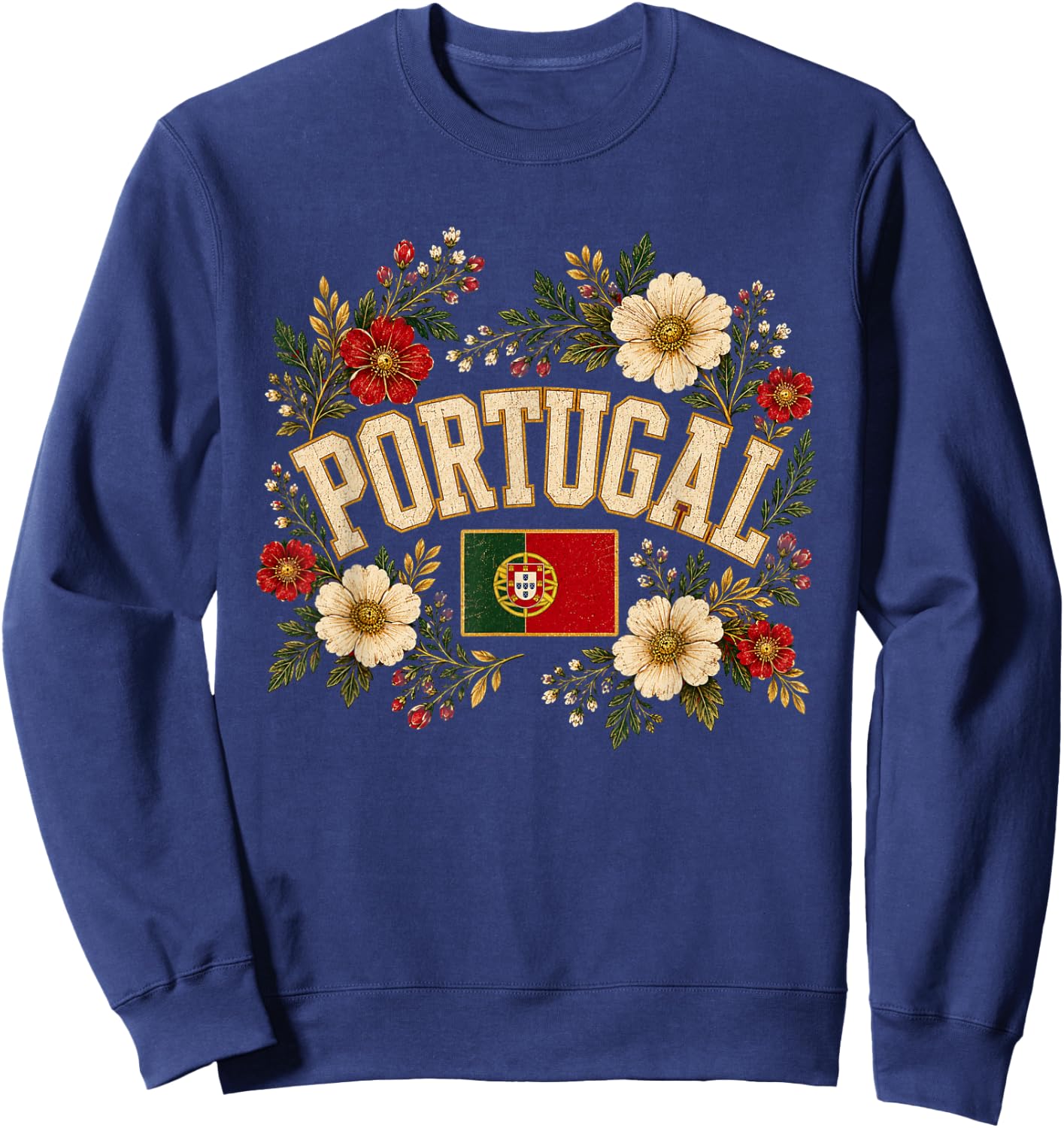 Portugal Floral Vintage Country Pride Sweatshirt - Sweatshirt | Navy