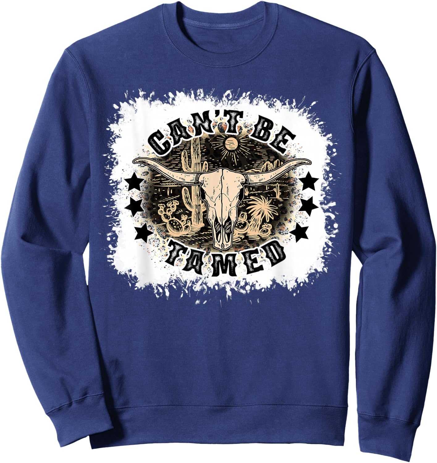 Can't Be Tamed Southern Western Cowboy Cowgirl Desert Skull Sweatshirt - Sweatshirt | Navy