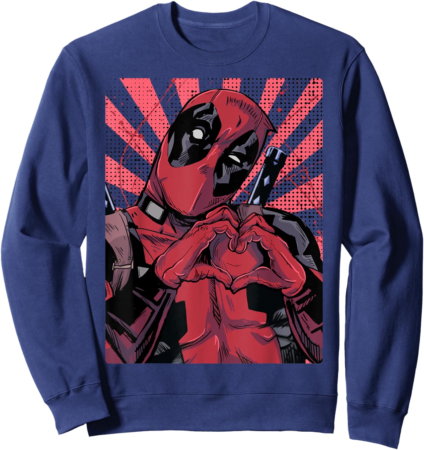 Marvel Deadpool Heart Hands , Black, S Sweatshirt - Sweatshirt | Navy