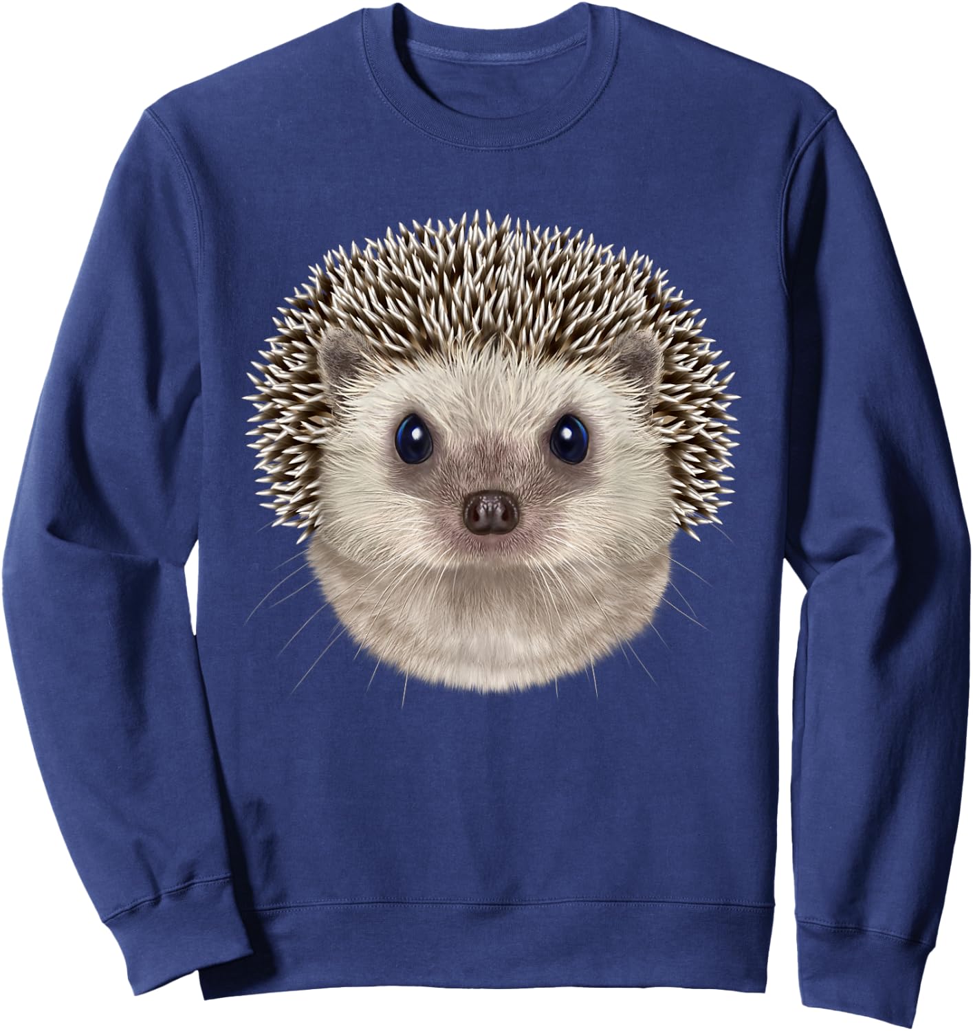 Fox Republic Design Hedgehog Face - -Adults, Grey, Small, Short Sleeve Sweatshirt - Sweatshirt | Navy