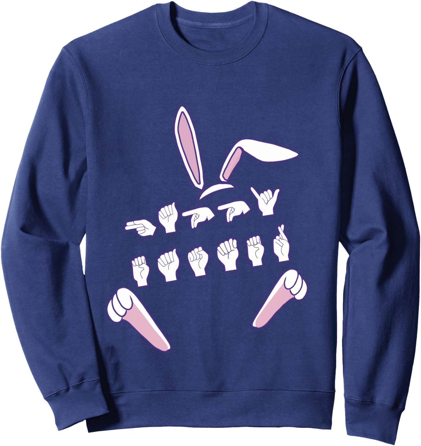 ASL Happy Easter Candy Sign Language Eggs Women Men Kids Sweatshirt - Sweatshirt | Navy