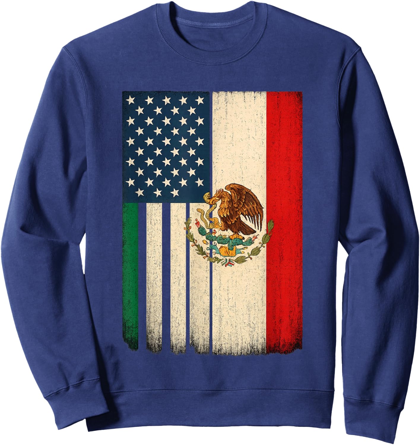 Mexico Flag 4th of July USA American Mexican Flag Sweatshirt - Sweatshirt | Navy
