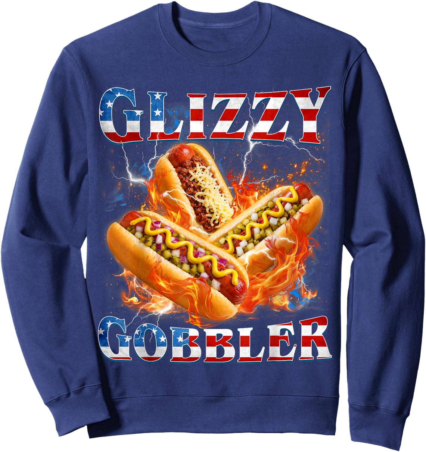 Funny Glizzy Gobbler Meme Hilarious Hotdog Glizzy Lovers Sweatshirt - Sweatshirt | Navy