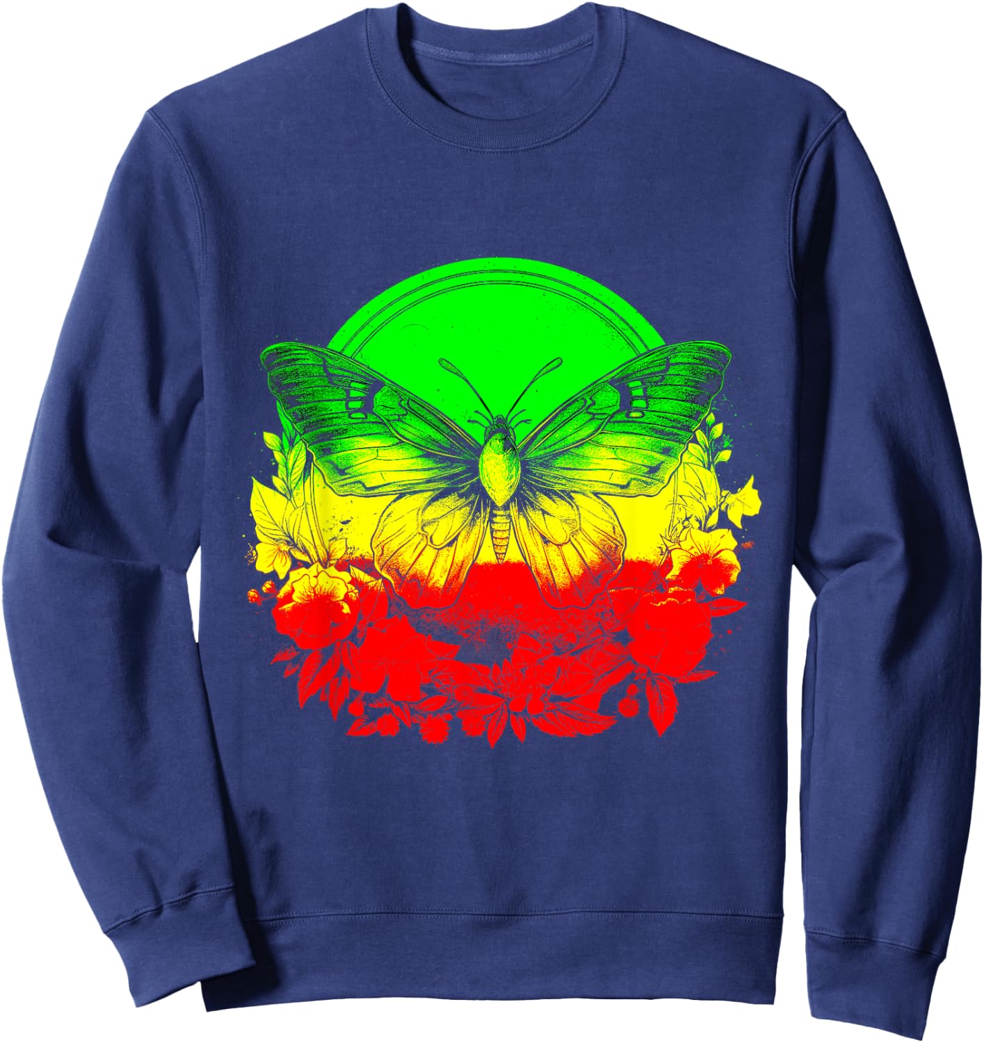 Rasta Reggae Butterfly Rastafari Jamaican Pride Rastafarian Sweatshirt - Sweatshirt | Navy