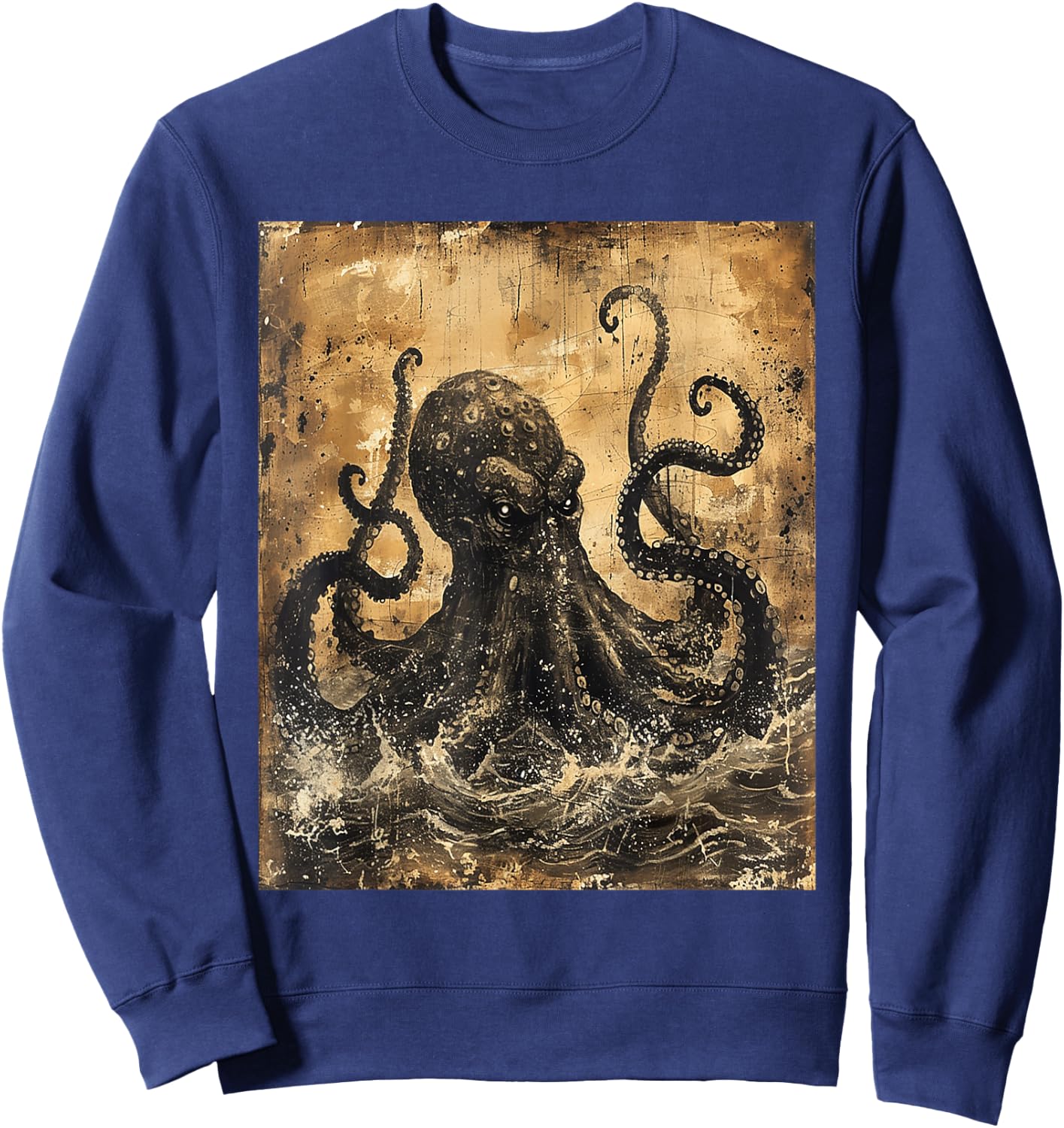Vintage Gothic Dark Kraken Cthulhu Octopus God Monster Art Sweatshirt - Sweatshirt | Navy